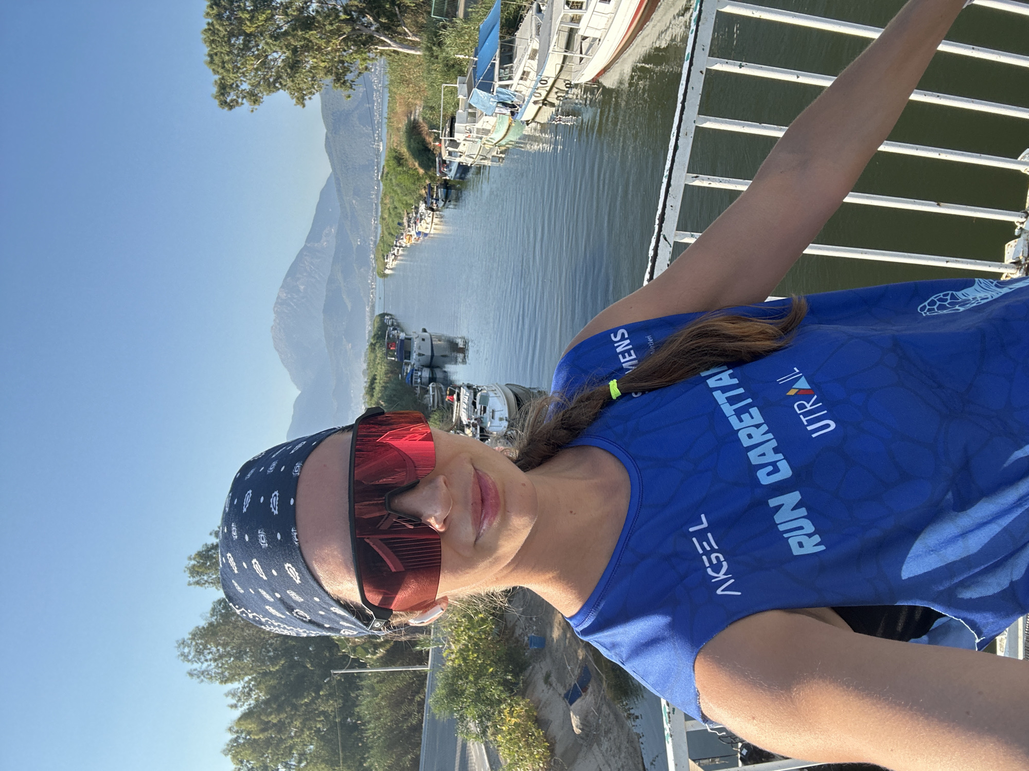 Selfie on the bridge at Fethiye's busy waterfront promenade