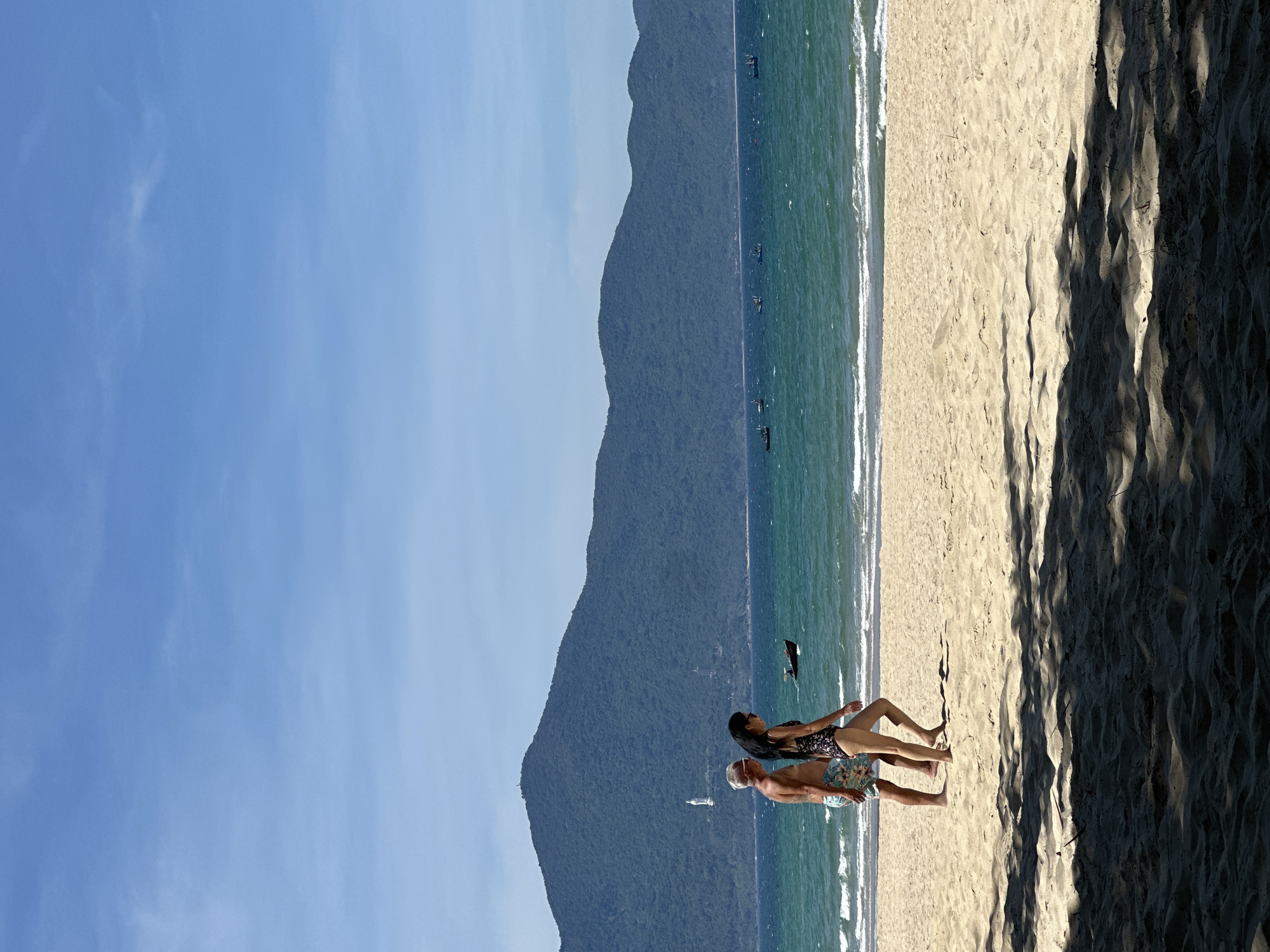 Morning beach activities captured at My Khe Beach, Vietnam