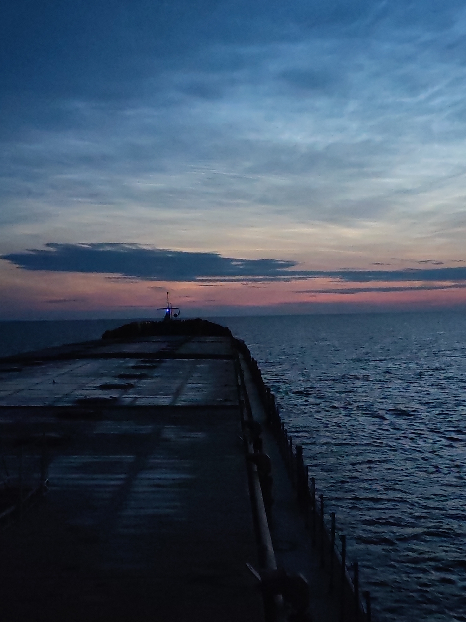 Twilight at the pier in Ozernoe Ust'e, Russia