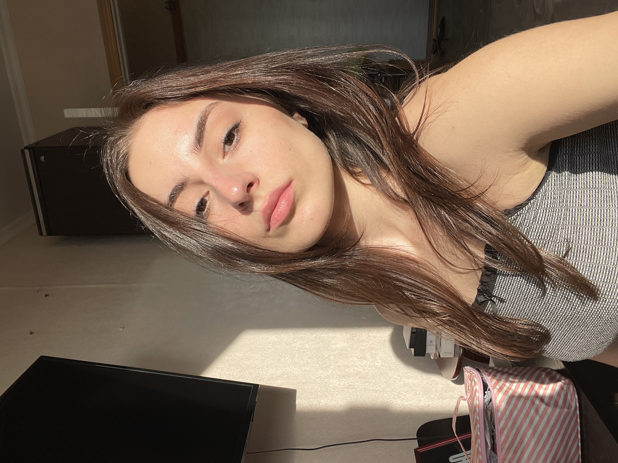 Young woman documents casual moments at Moscow residence