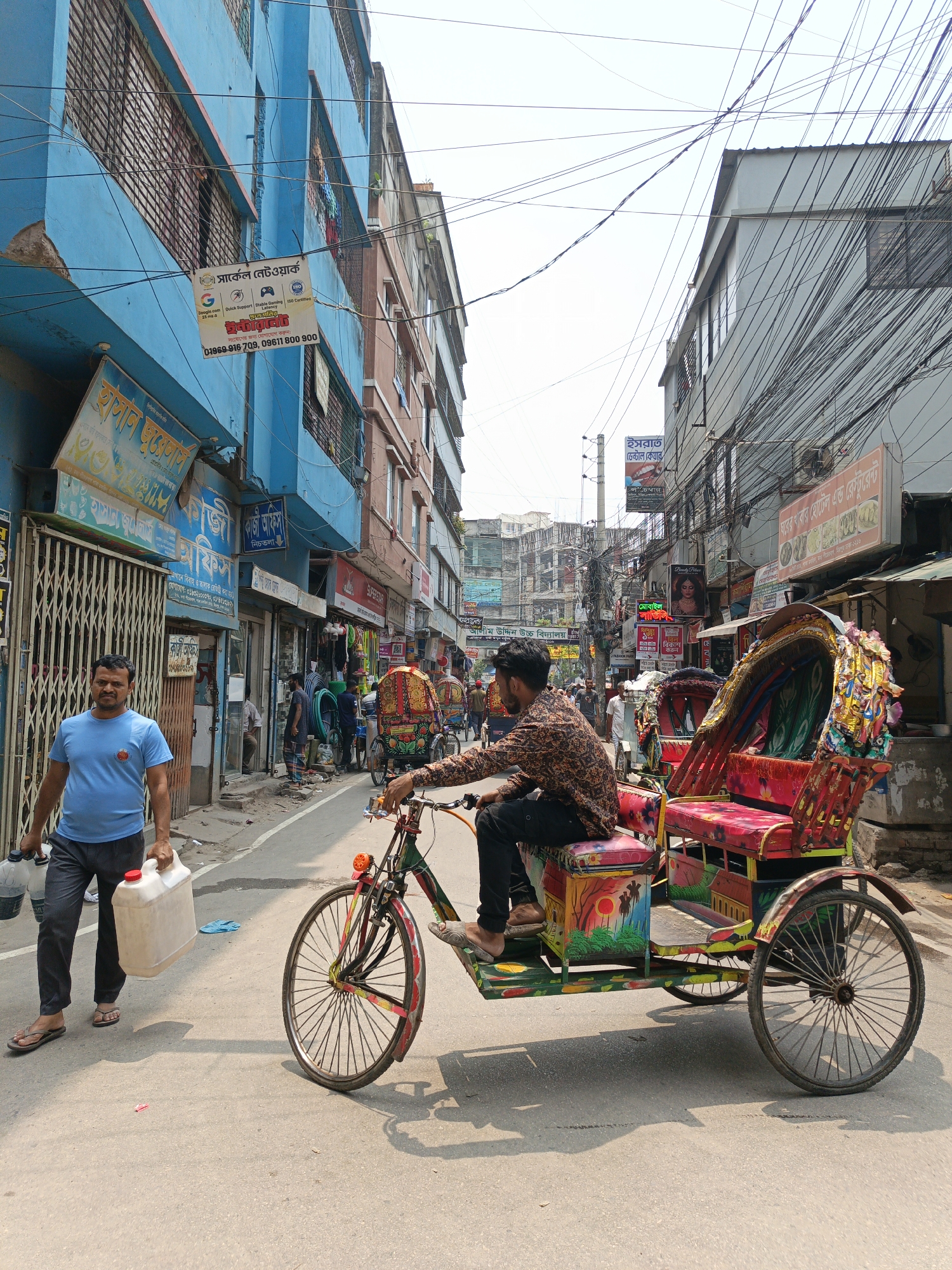 Morning street commerce documented in Dhaka urban district