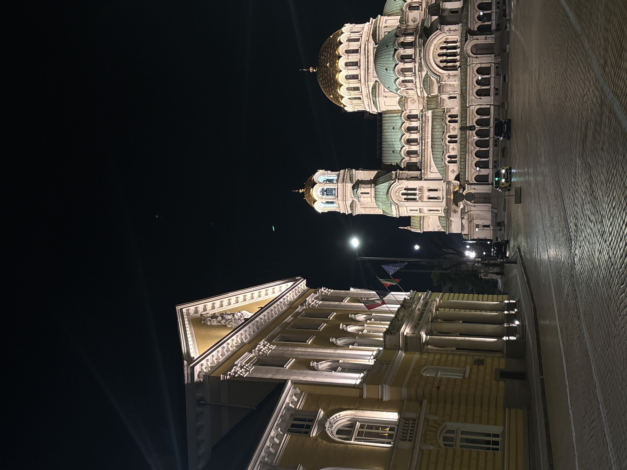 Night documentation of illuminated Sofia landmarks captured in nine minutes