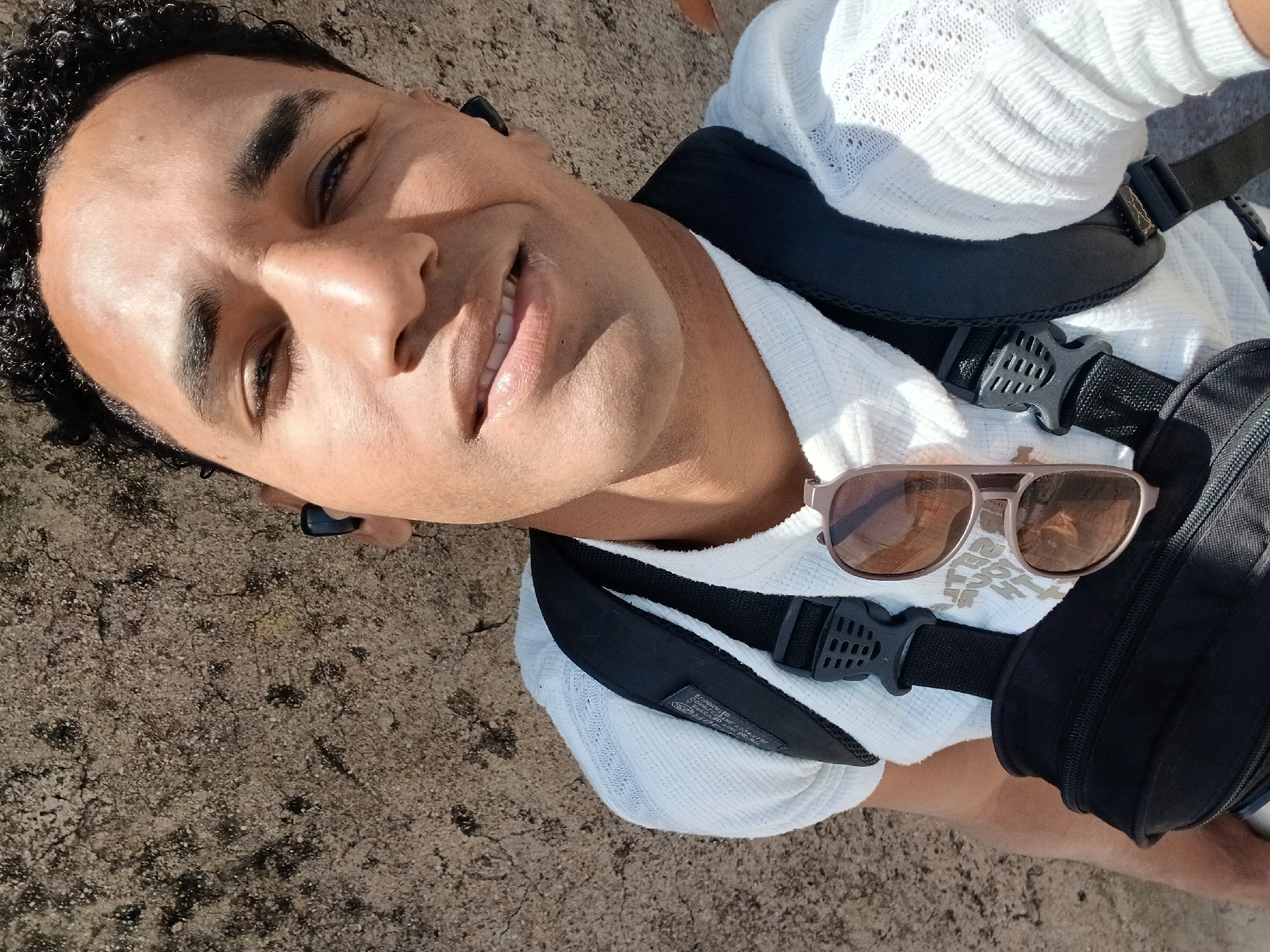 Tourist takes selfie in Porlamar, Venezuela