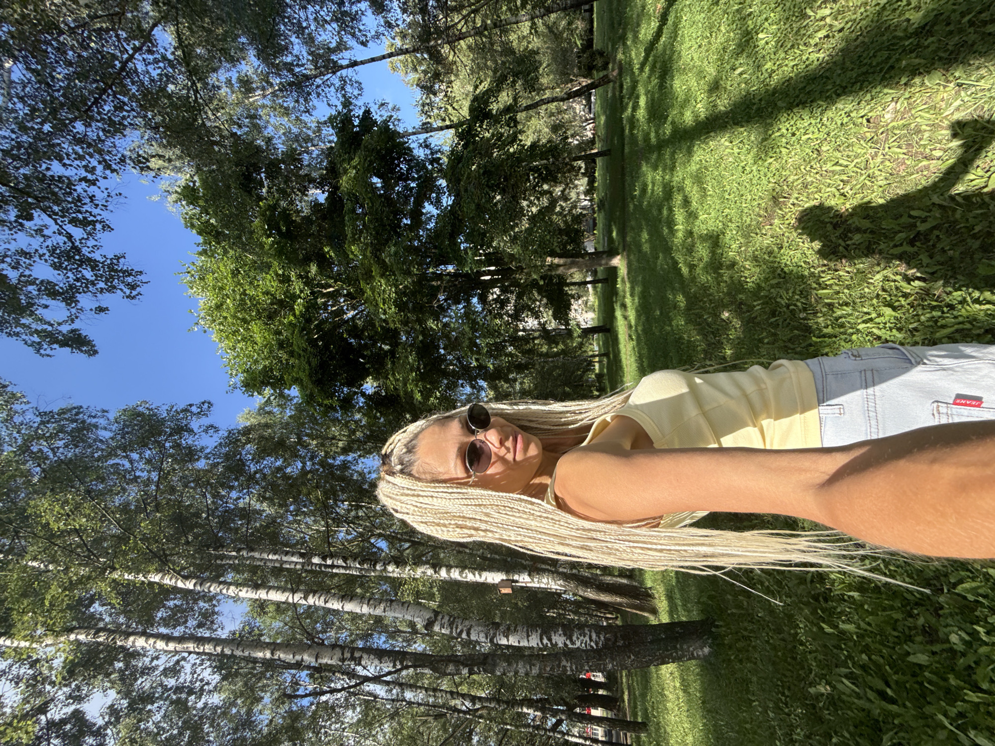 Afternoon in the park: selfies, grass, and sunshine.