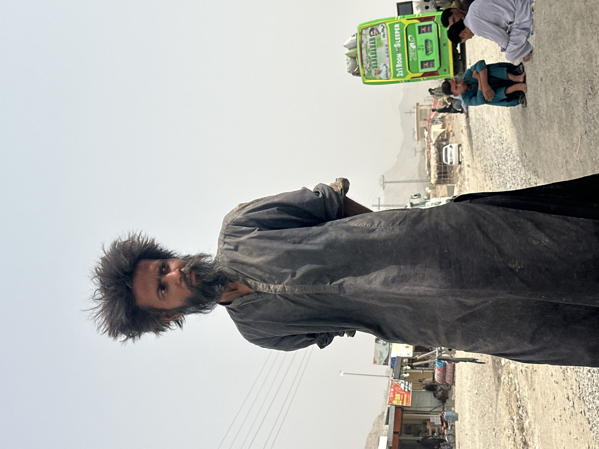 Street life and mosque construction in Khuzdar, Pakistan