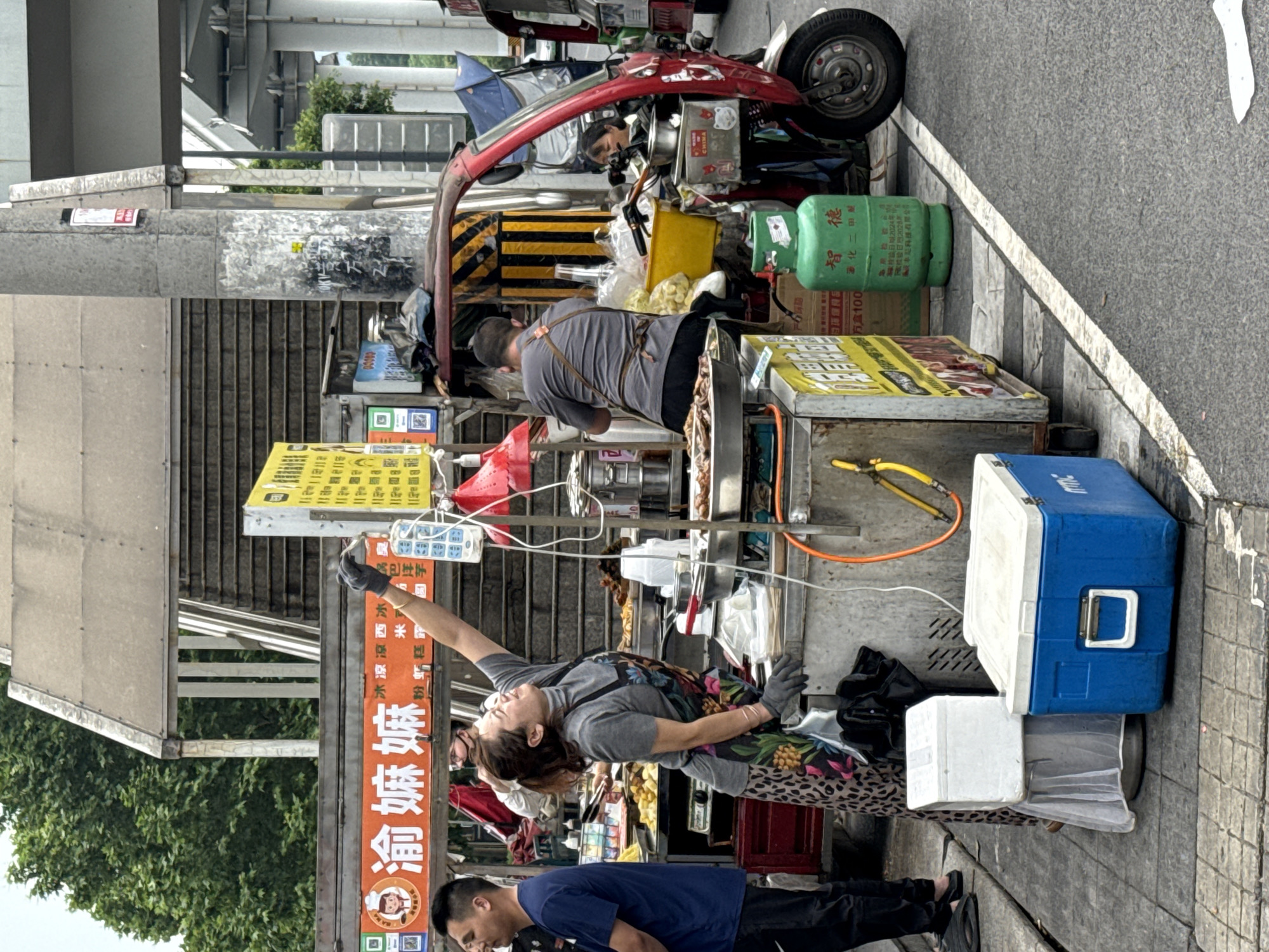 Street food vendors serve matcha drinks in Chongqing tech zone