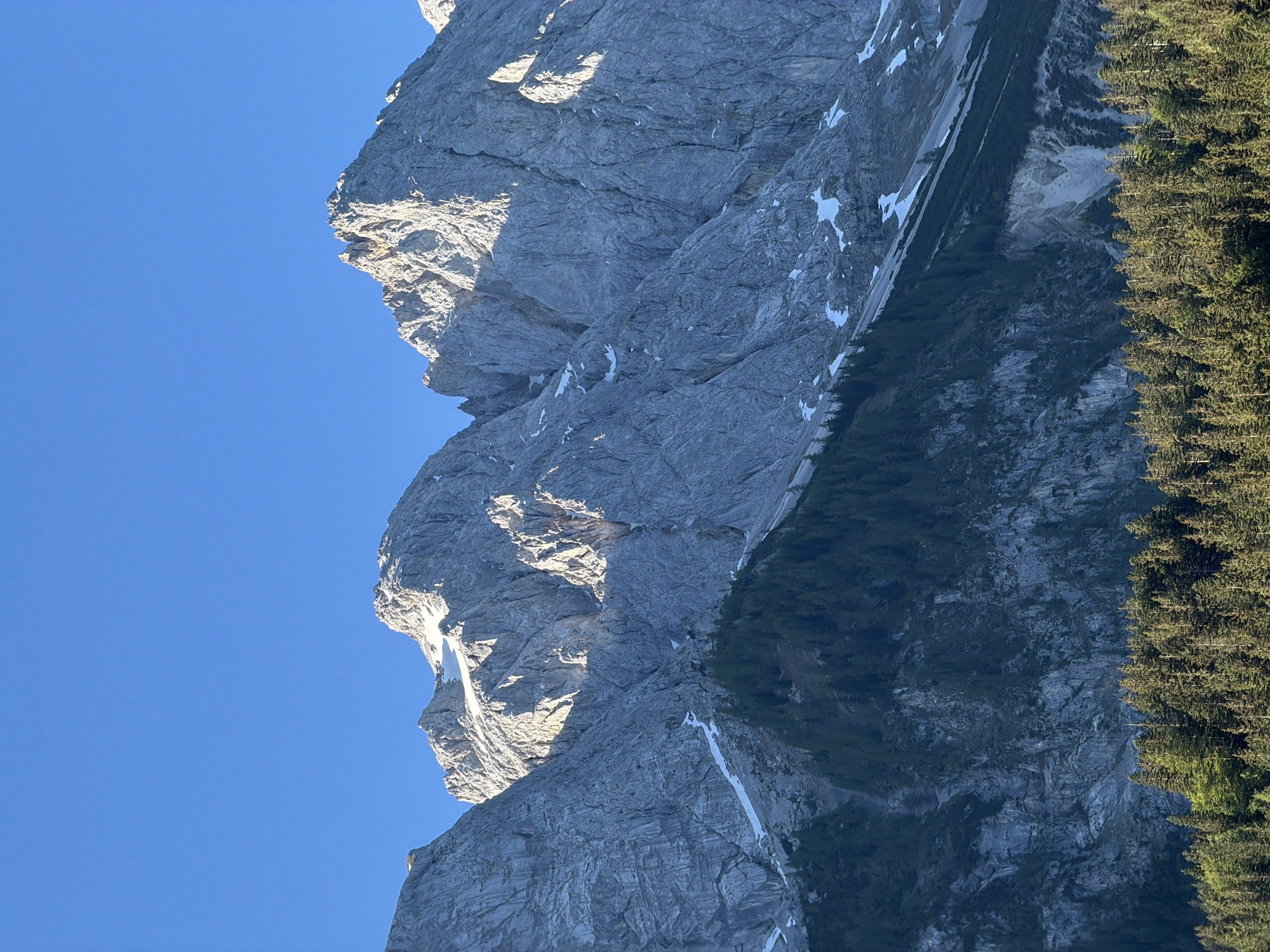 Mountain face photographed in Grainau, Germany shows gray rock