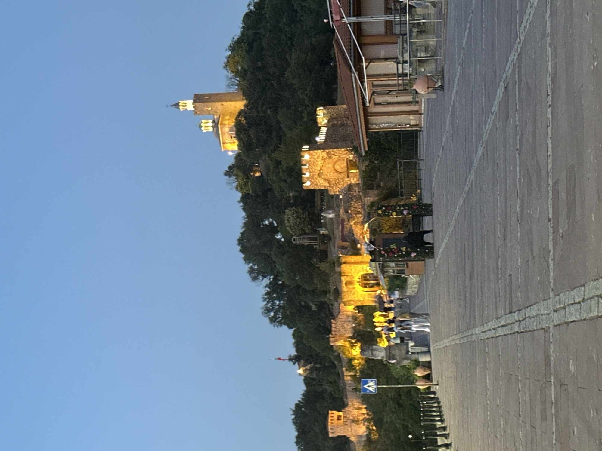 Tsarevets Fortress glows at dusk in Veliko Tarnovo