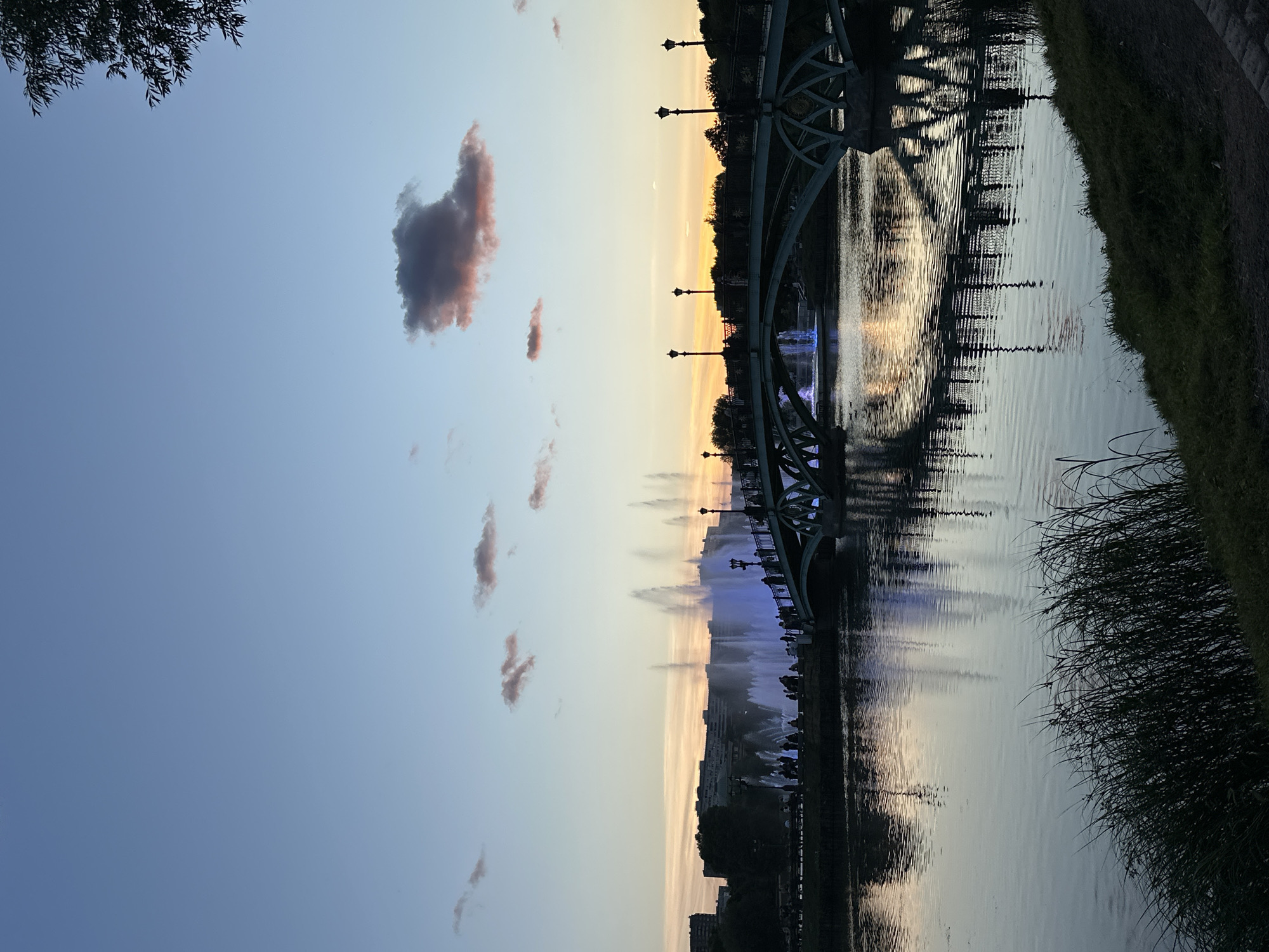 Tsaritsyno Park fountains light up at dusk