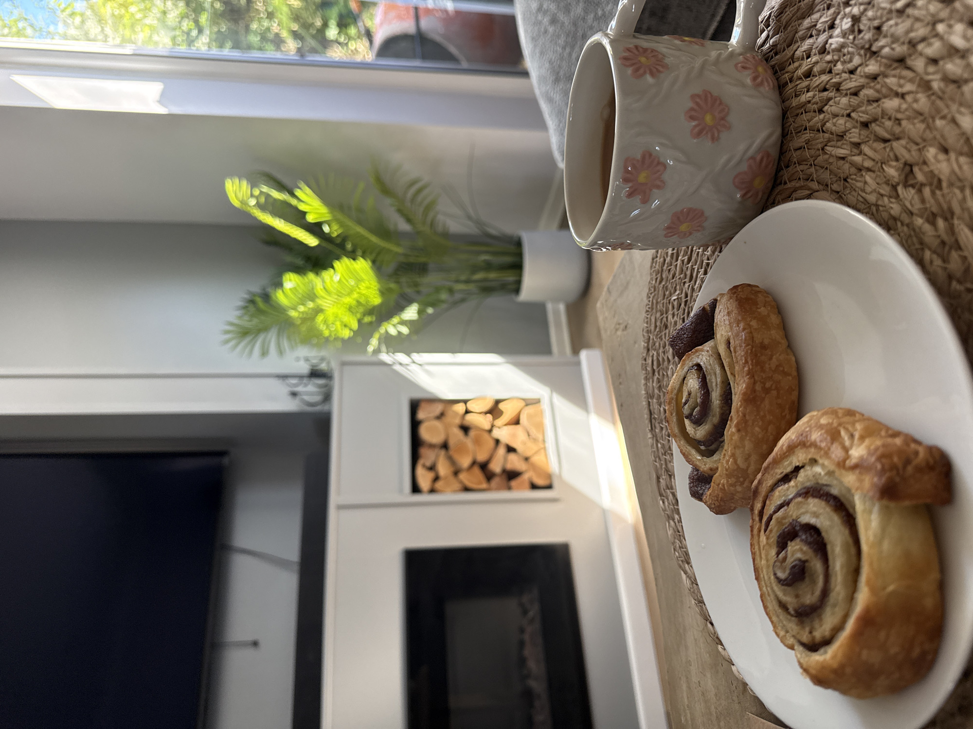 Cinnamon rolls and coffee documented in Tunbridge Wells home