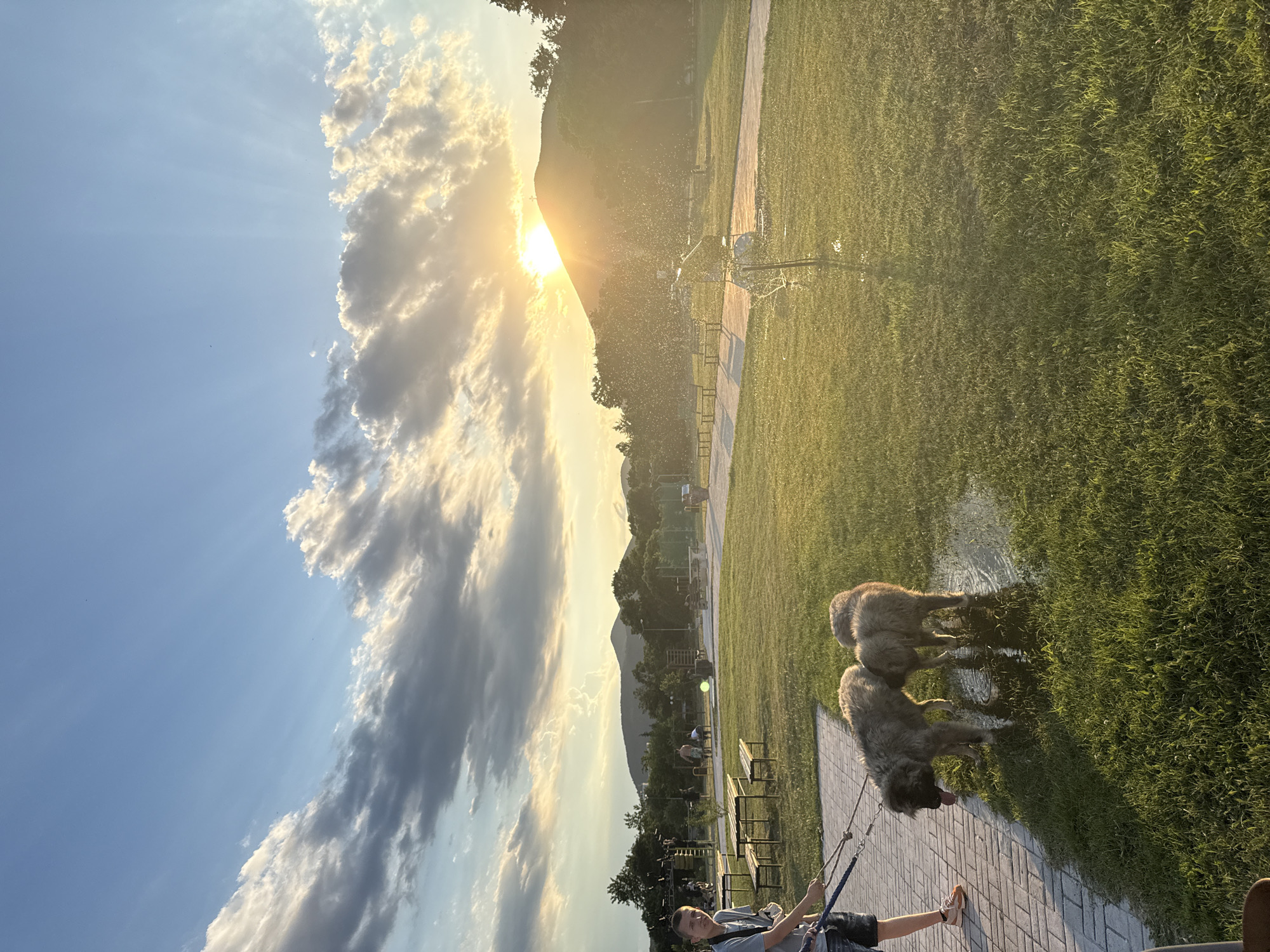 Sliven retail park and city park at golden hour