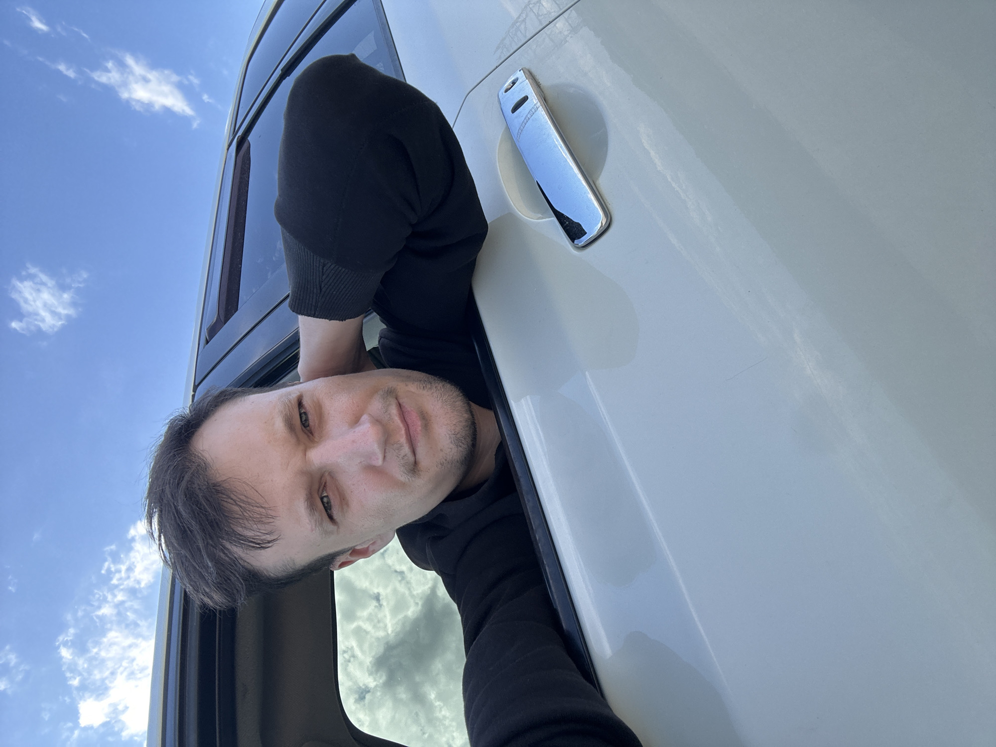 Casual in-car moments along a rural Ukrainian road