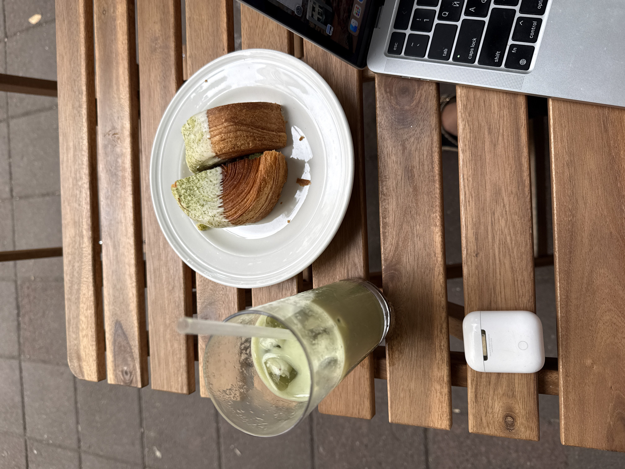 Slow summer morning on a Belgrade sidewalk and café terrace