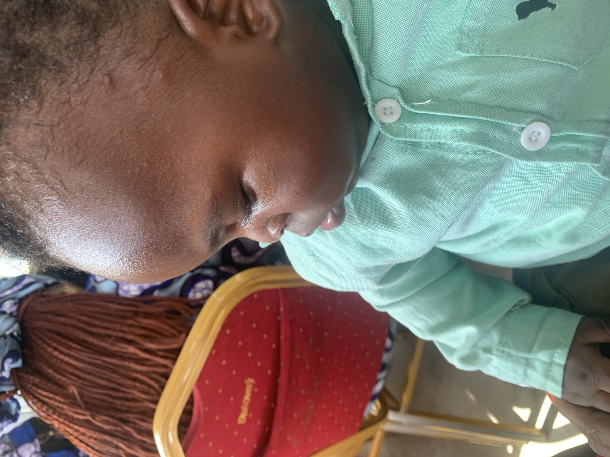 Child at a church or community gathering, dressed up