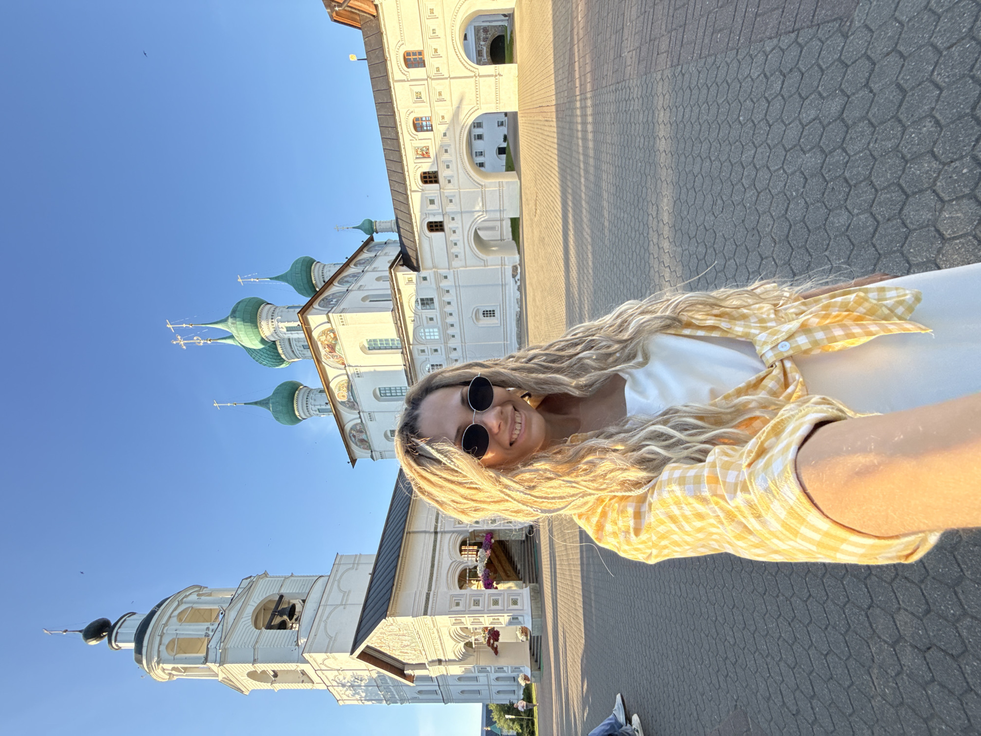 Visitors photographed at historic Yaroslavl monastery complex