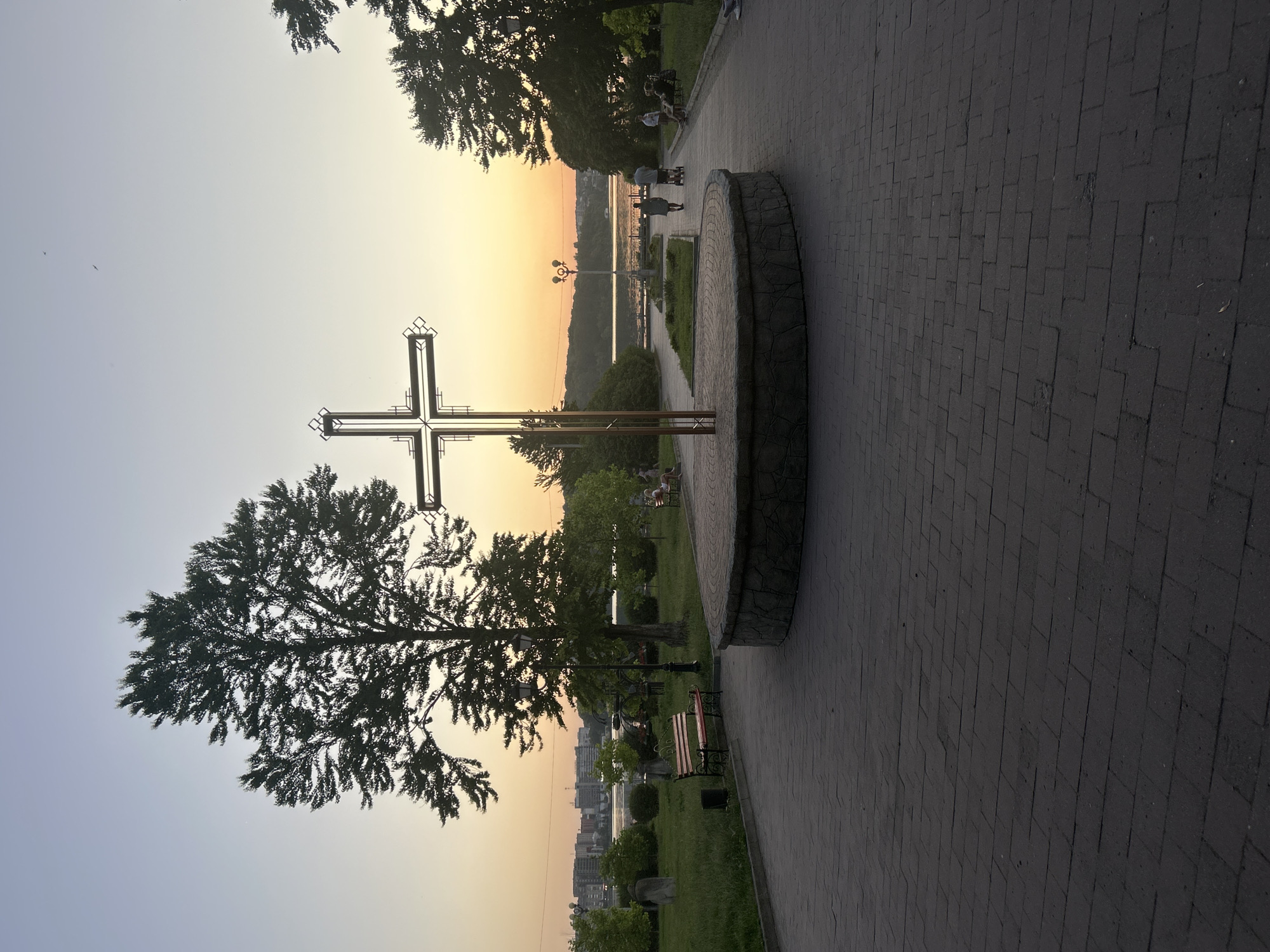 Ternopil lakefront promenade on a busy summer evening