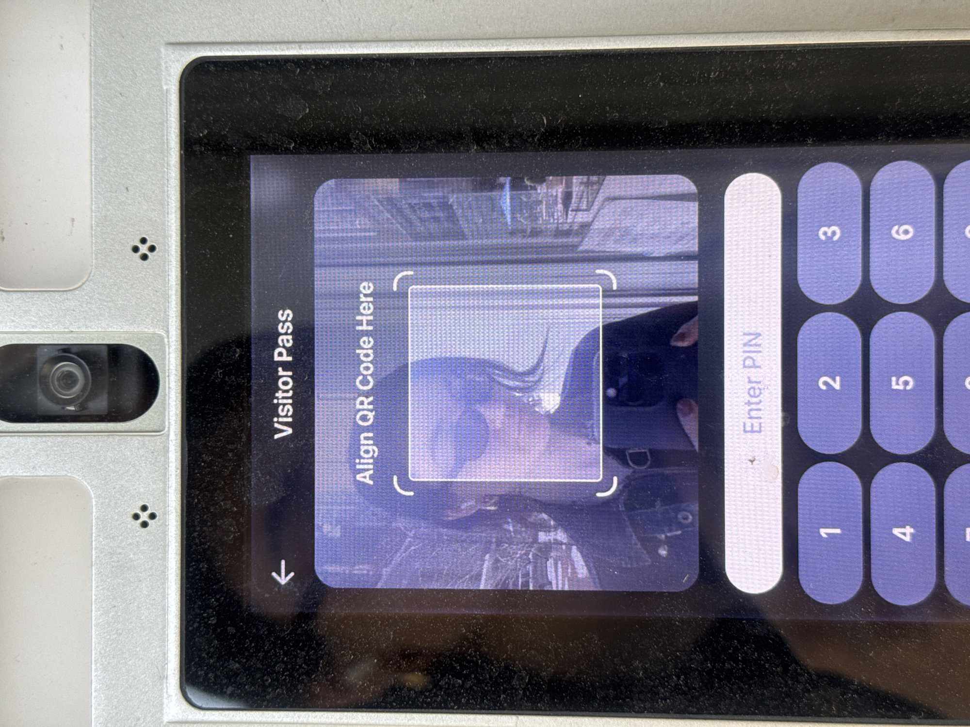 Visitor pass QR scanner captured on electronic device in NYC