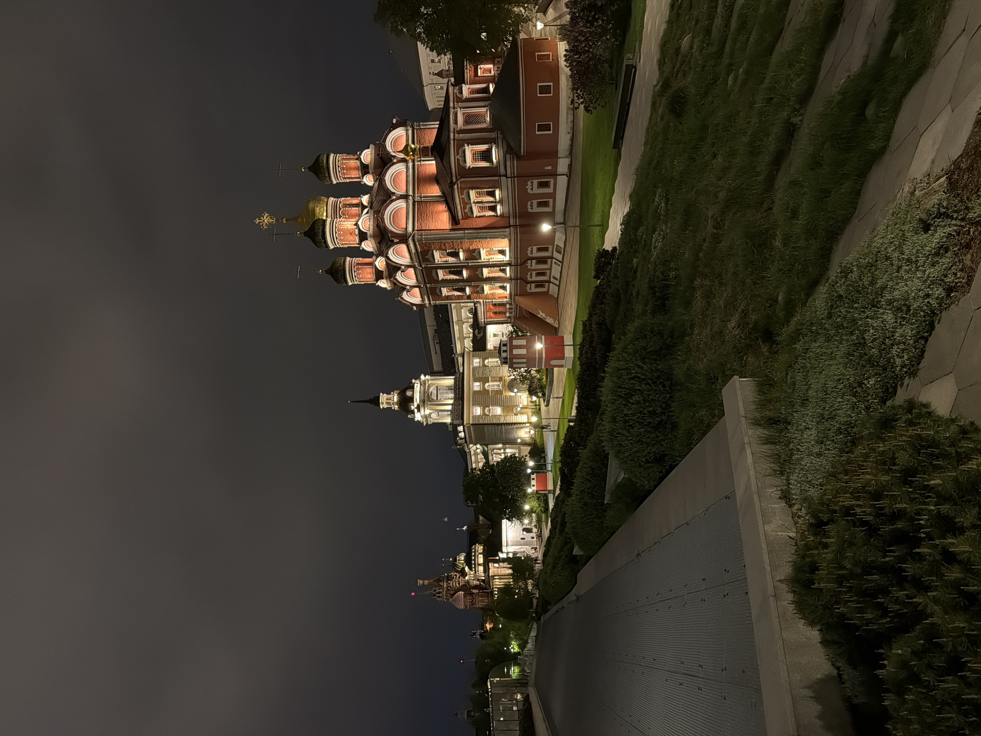 Moscow Orthodox cathedral photographed at night on Bolshaya Ordynka