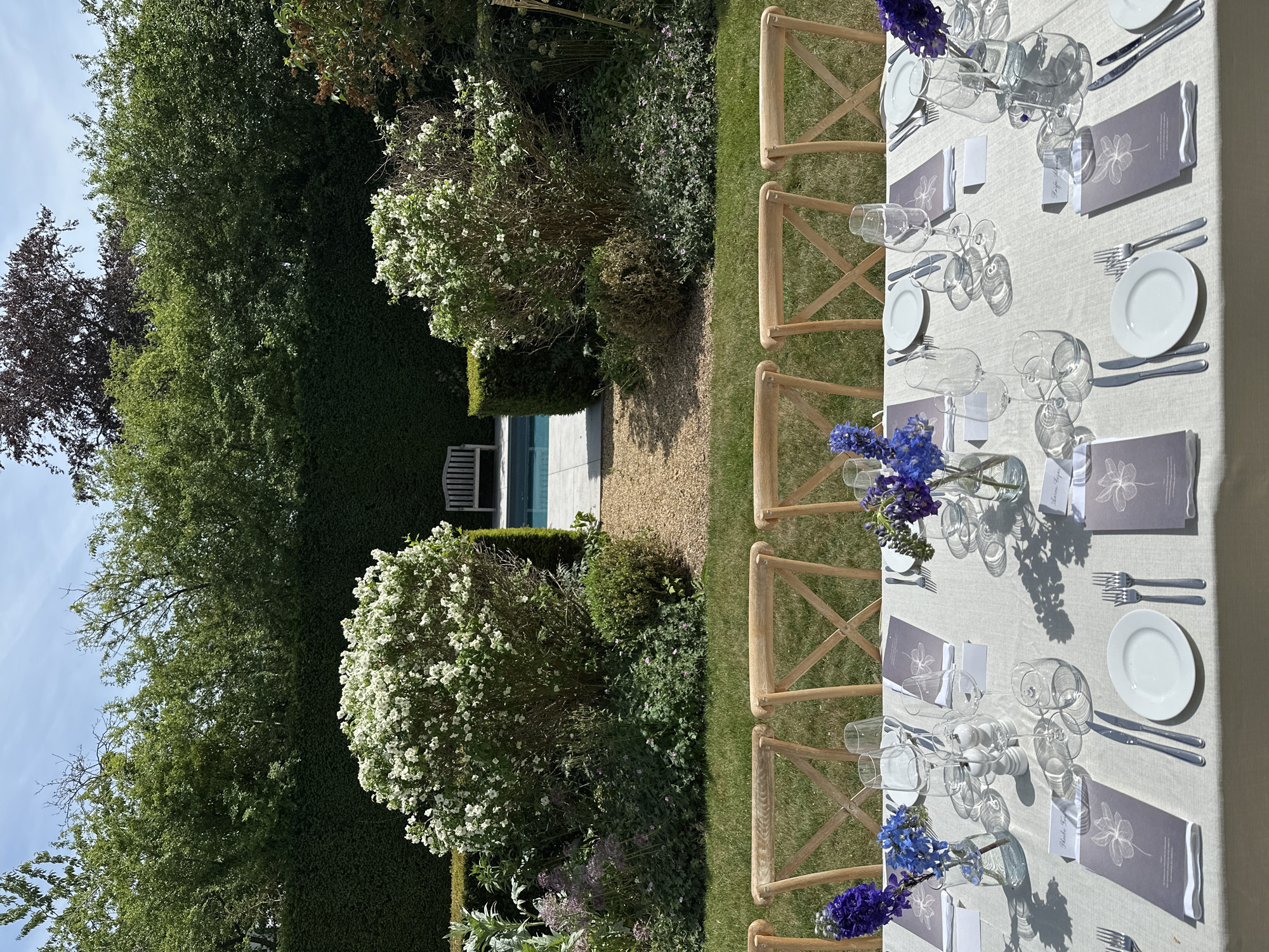 Formal outdoor gathering with dining and art studio documented Cambridge