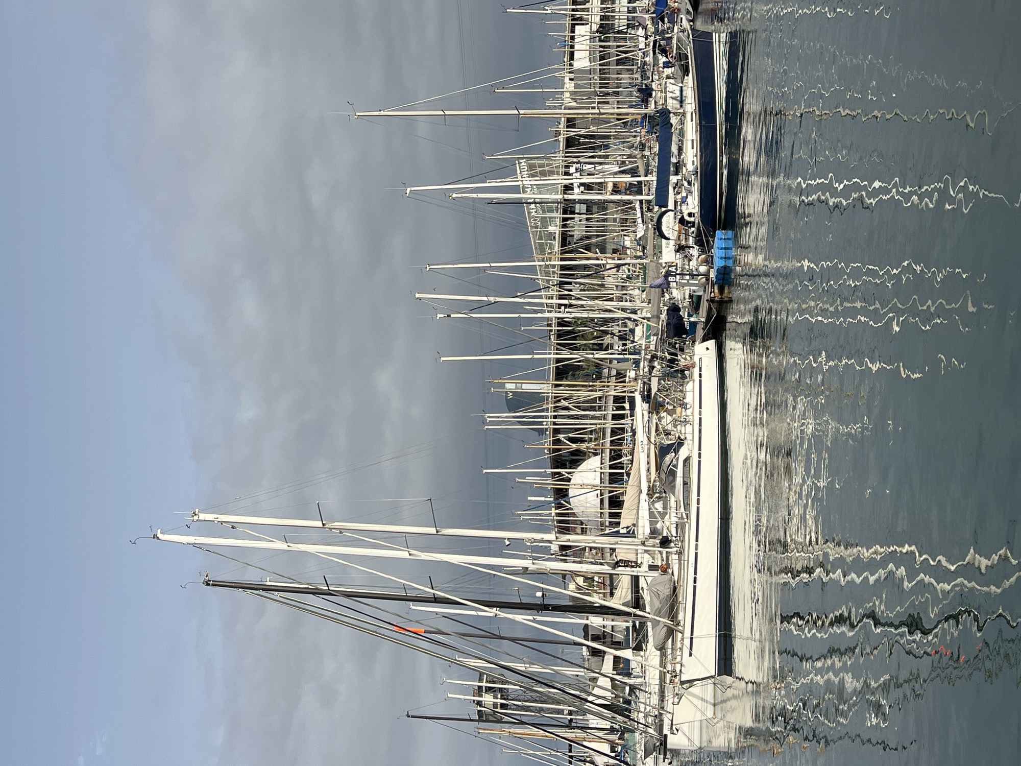 Overcast afternoon at Barcelona's Port Vell marina