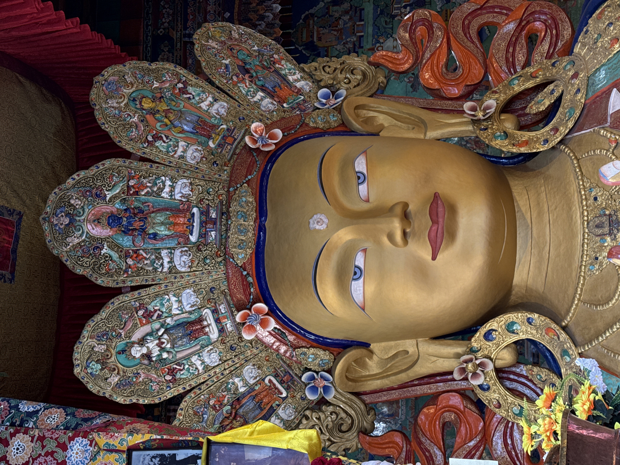 Golden Buddha statue at Thiksey Monastery, Ladakh