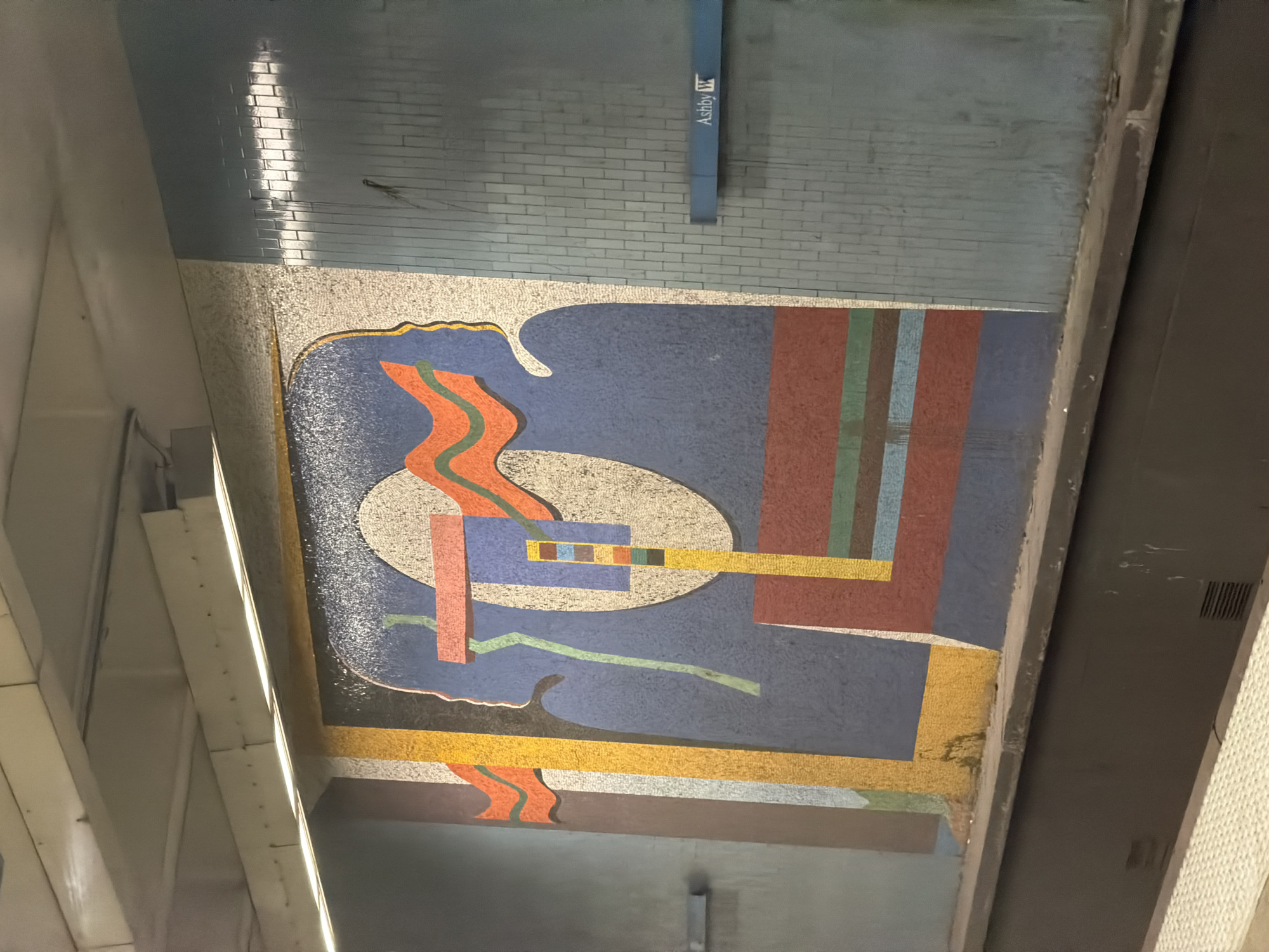 Geometric mosaic artwork spotted at Atlanta MARTA station