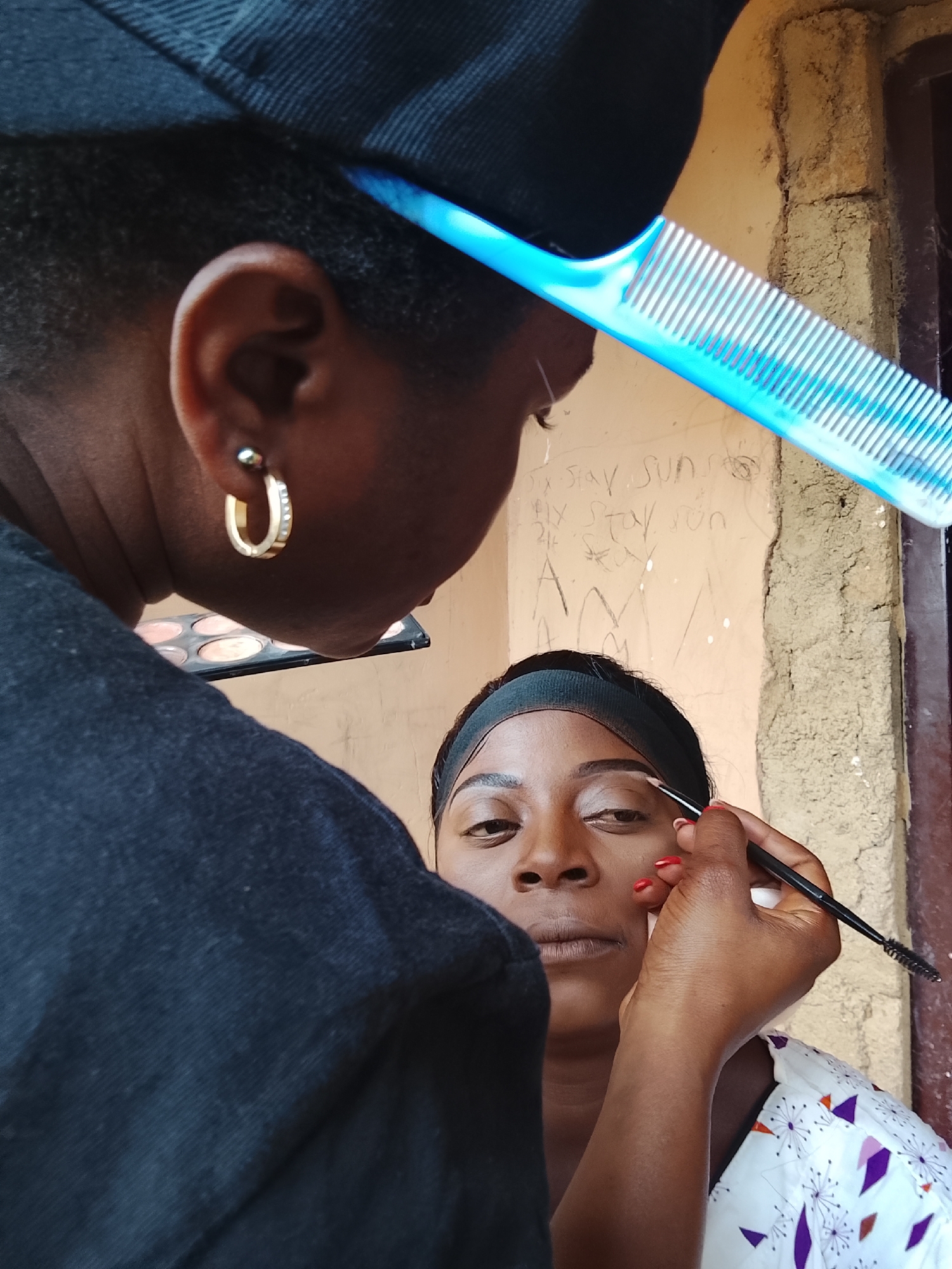 Photo shoot with makeup artist and photographers documented