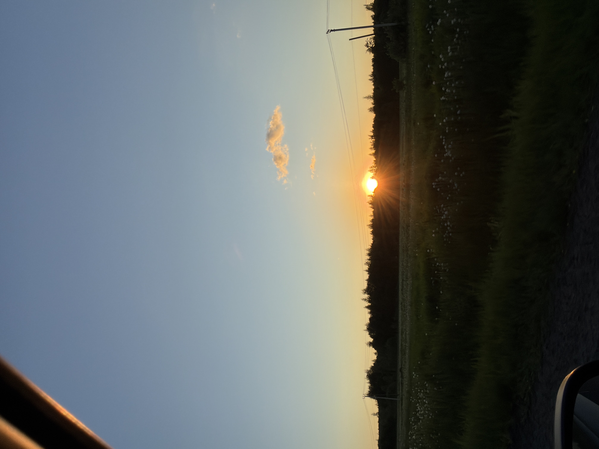 Sunset observed over treeline in Mikhalevo, Russia