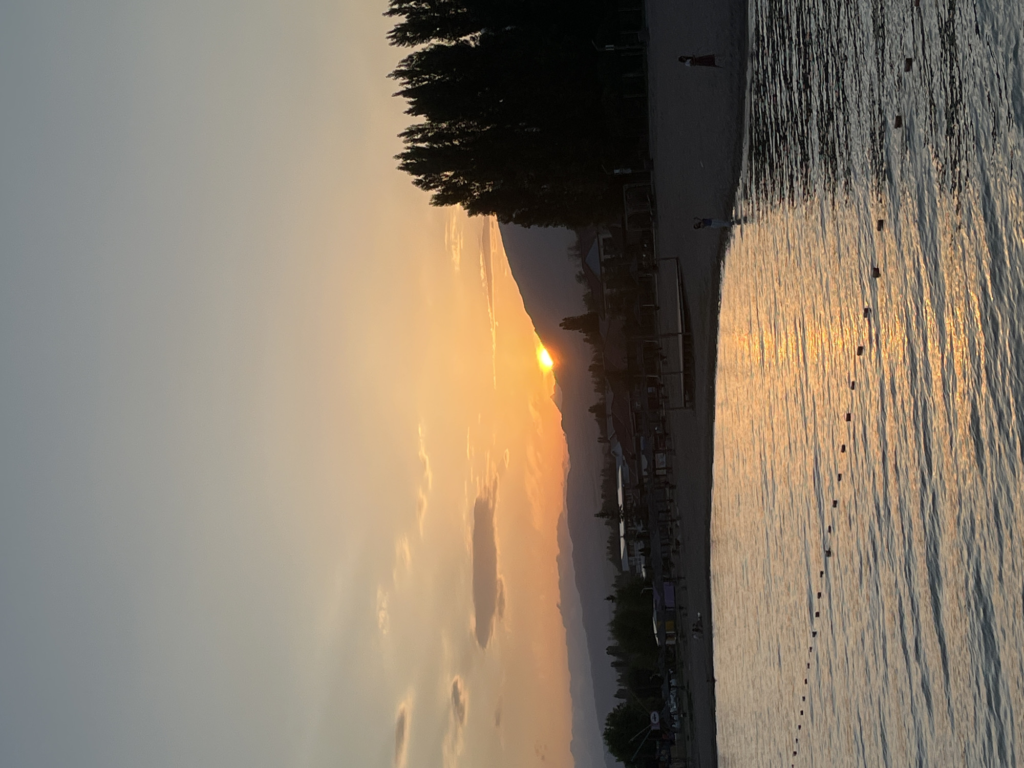 Sunset over Choktal's lakeside shore, Kyrgyzstan