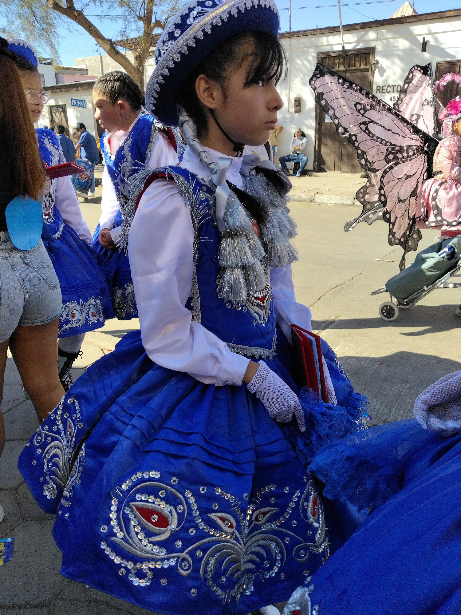 Traditional costume gathering fills the streets of Pozo Almonte