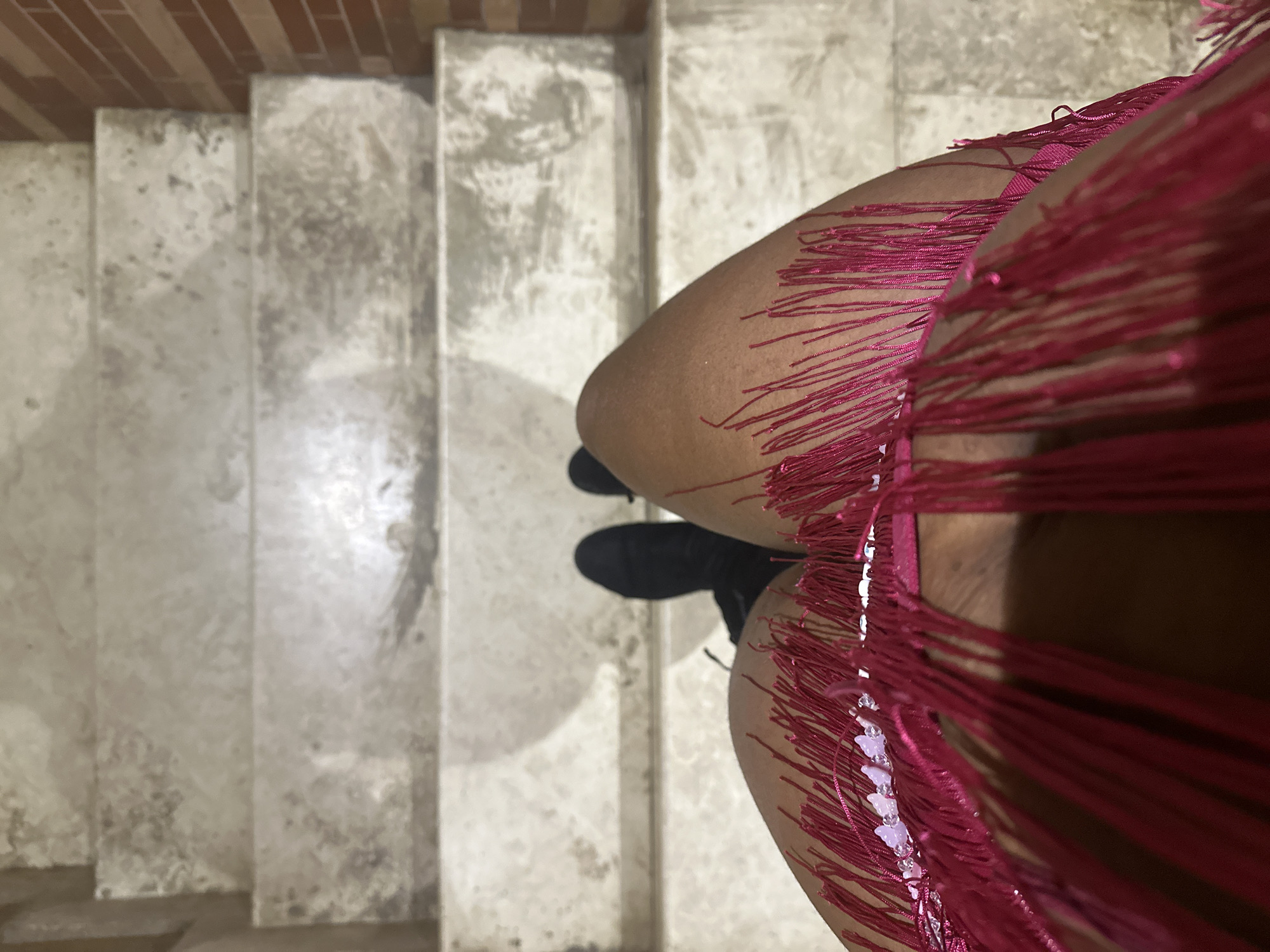 Staircase shots in Abuja, pink bikini and ground-level angles