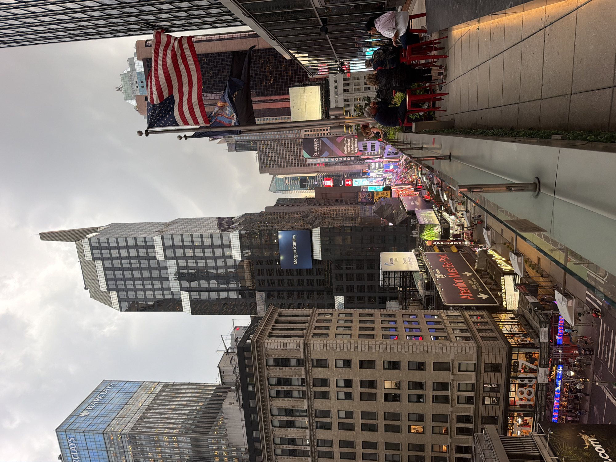 Rooftop seating above the Times Square buzz