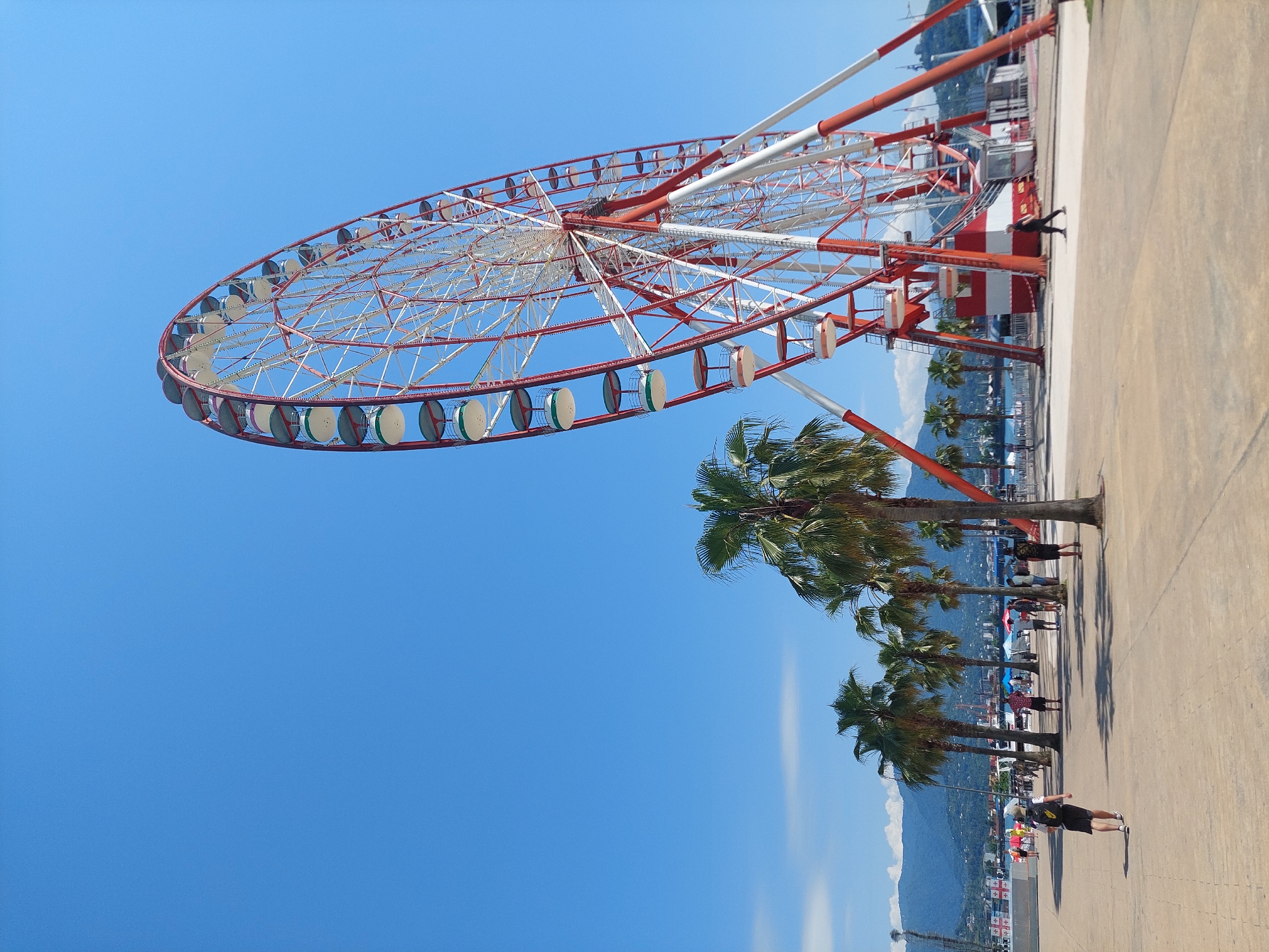 Batumi's landmark-packed waterfront on a clear summer morning