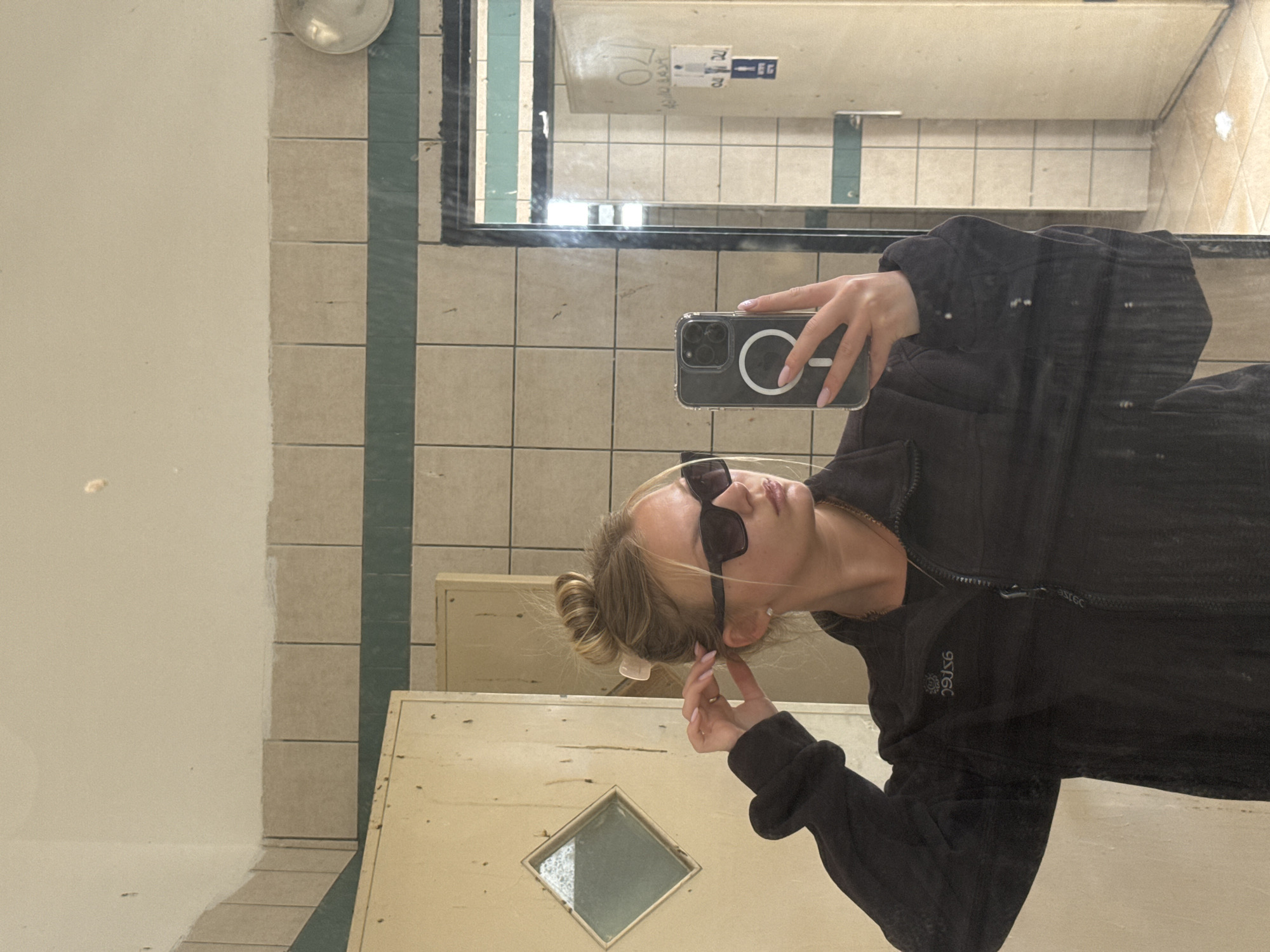 Woman takes bathroom selfie in northern Israel