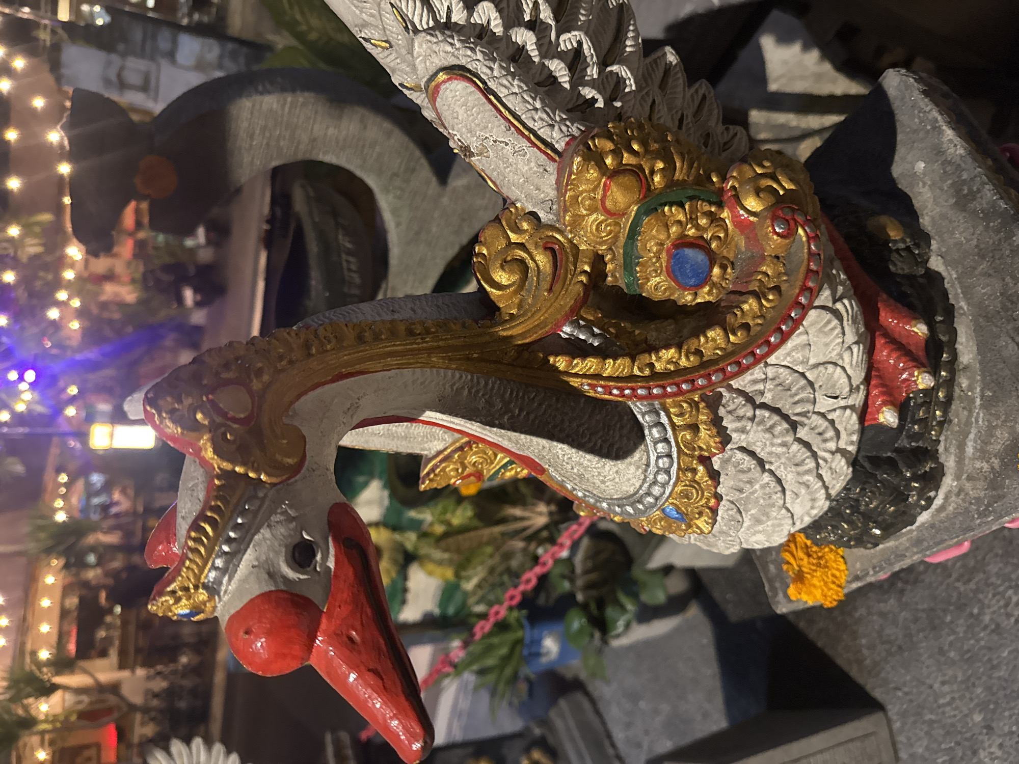 Kuta restaurant and street life, Balinese offerings throughout