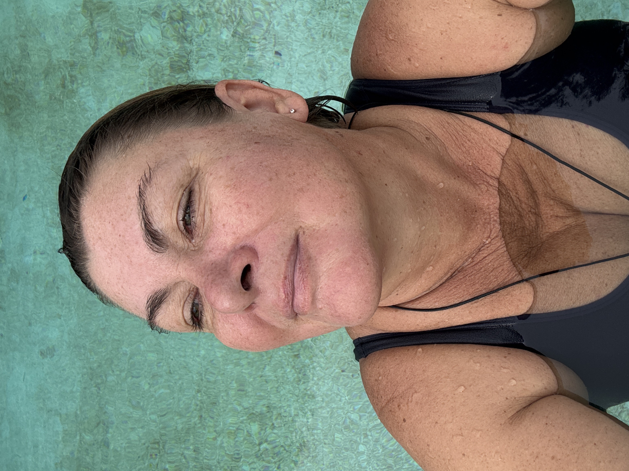 Late night swimming session captured at Thai resort pool