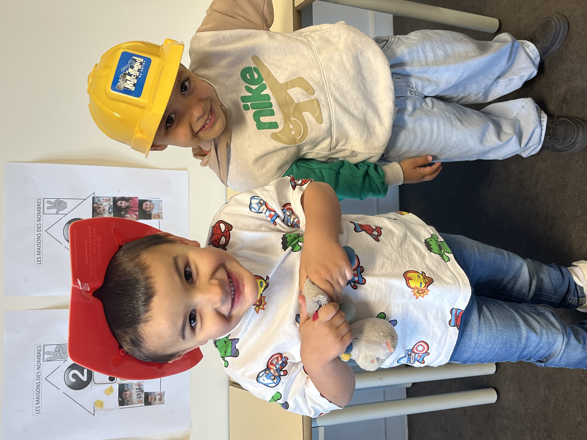Boys in construction play captured in La Fouillouse home