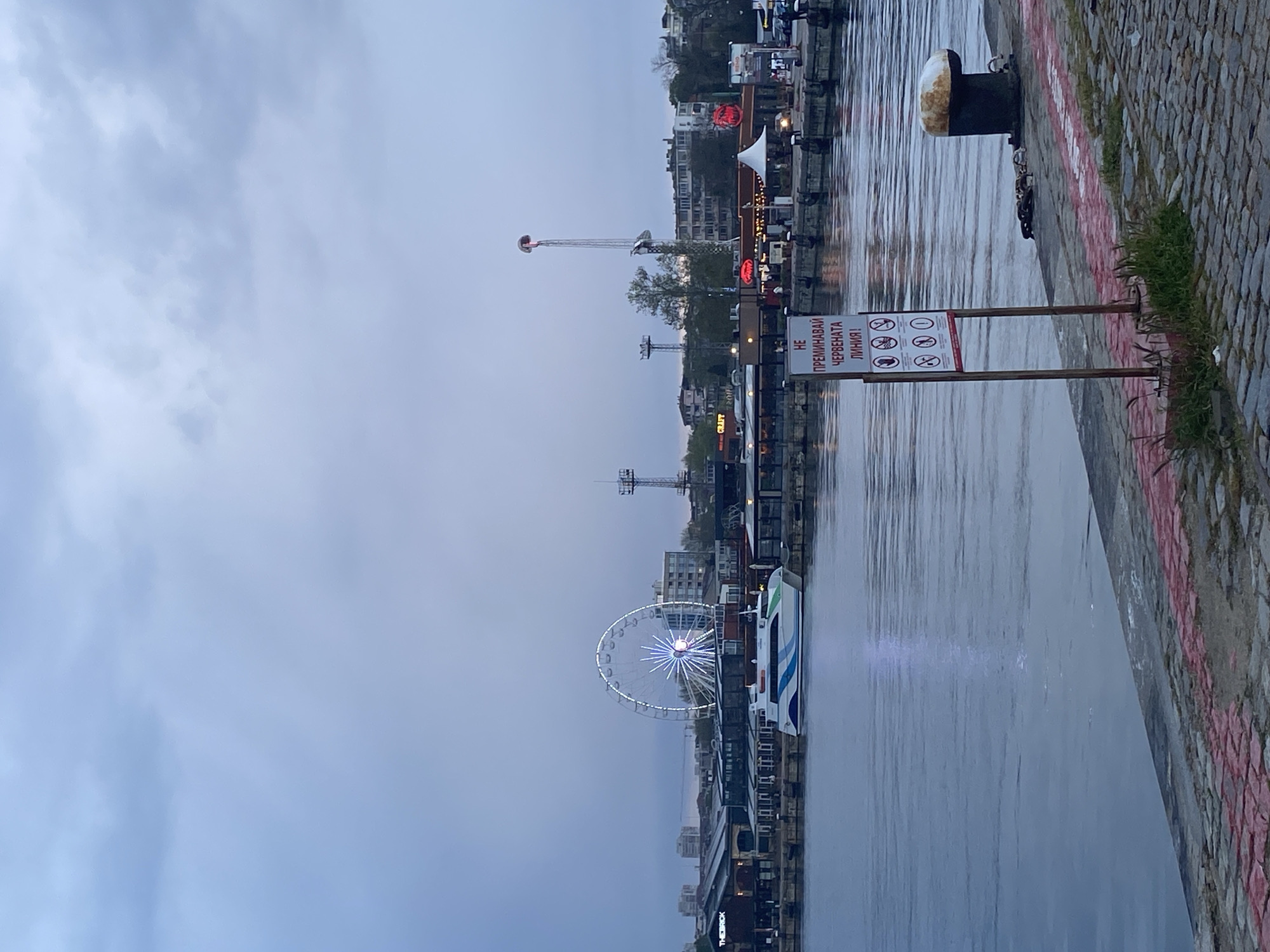 Varna waterfront and port activity documented on cloudy afternoon