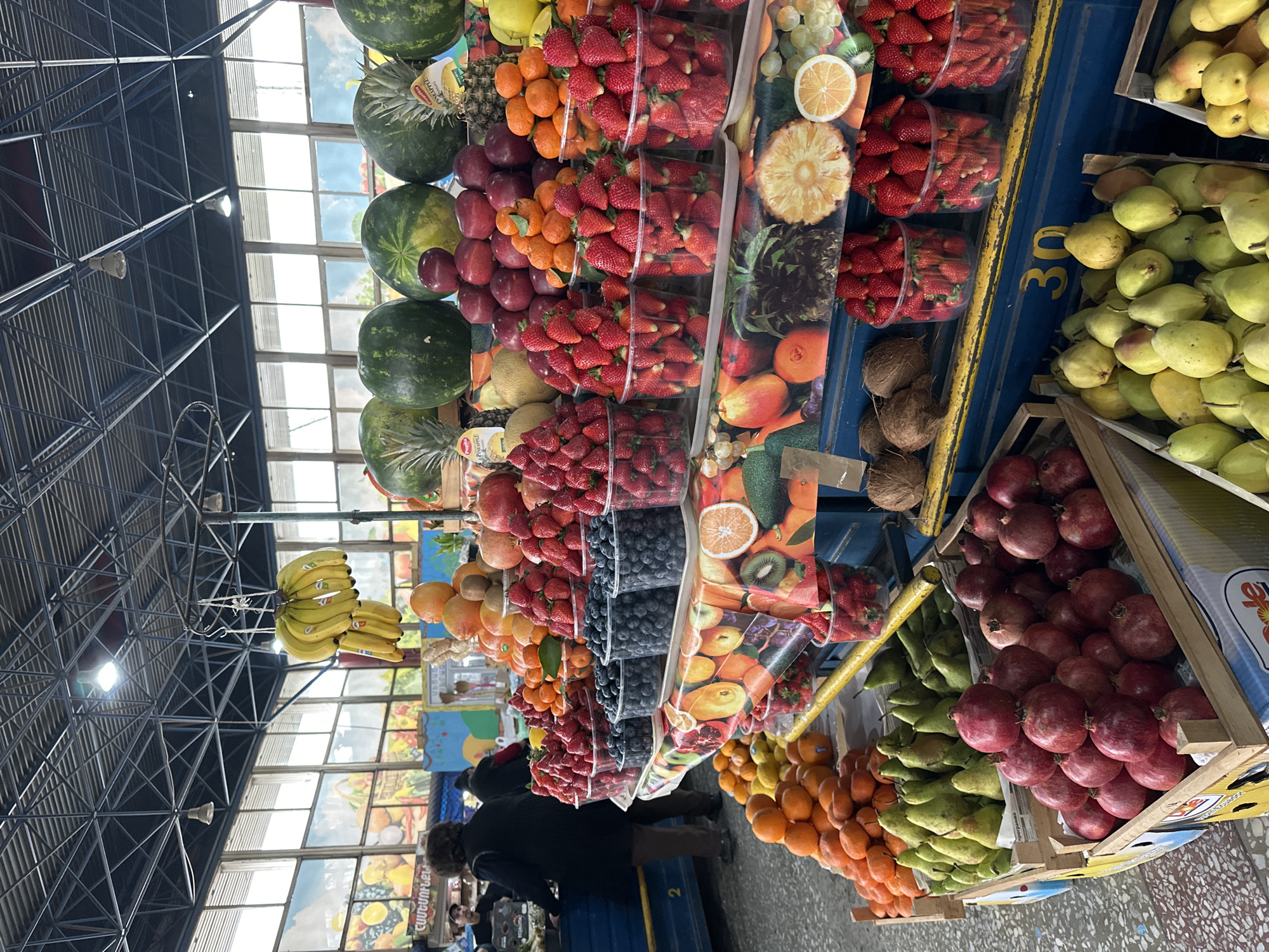 Morning fruit market displays fresh and dried goods in Yerevan