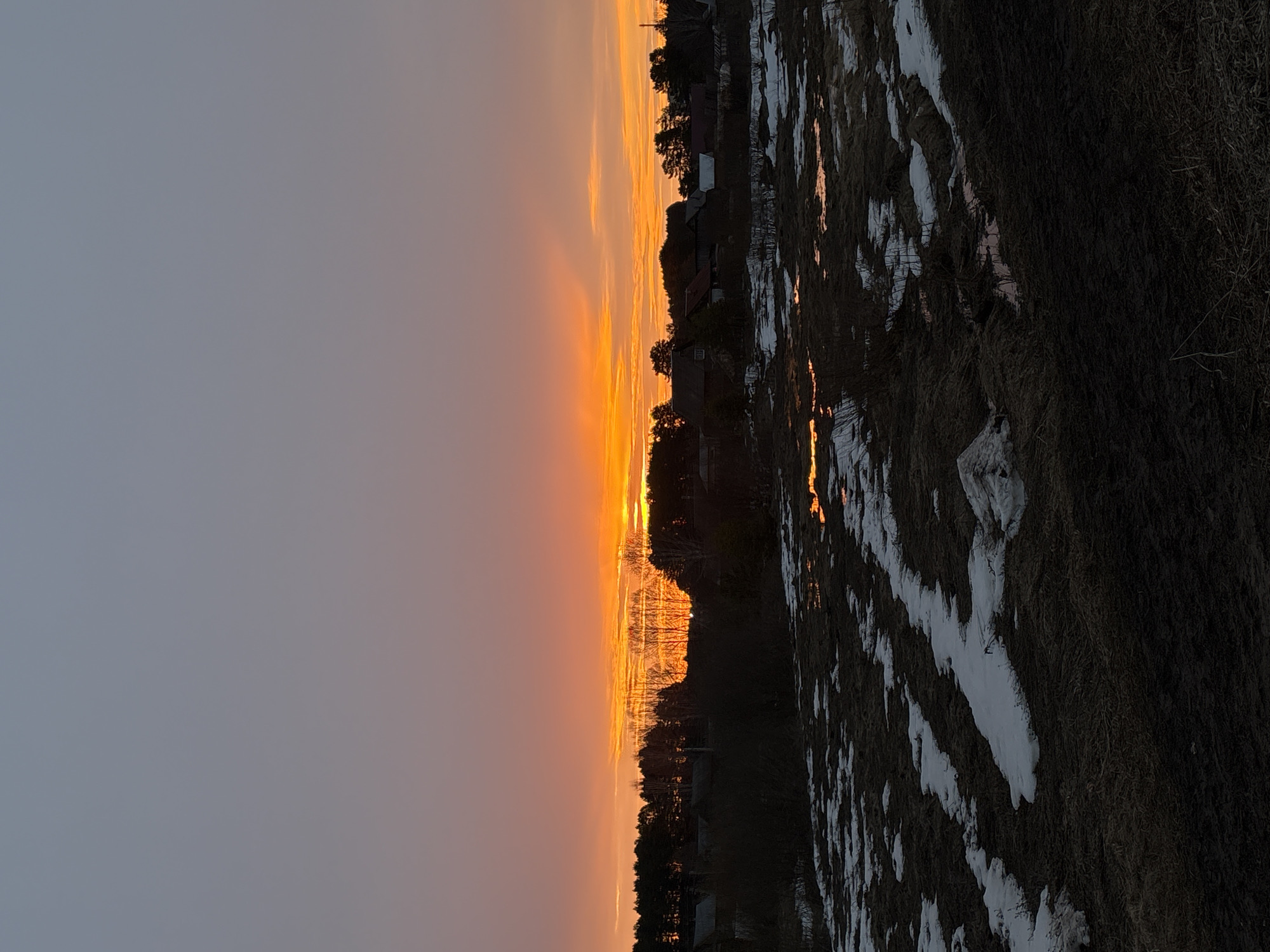 Sunset observed over rural Rusalevka, Russia landscape