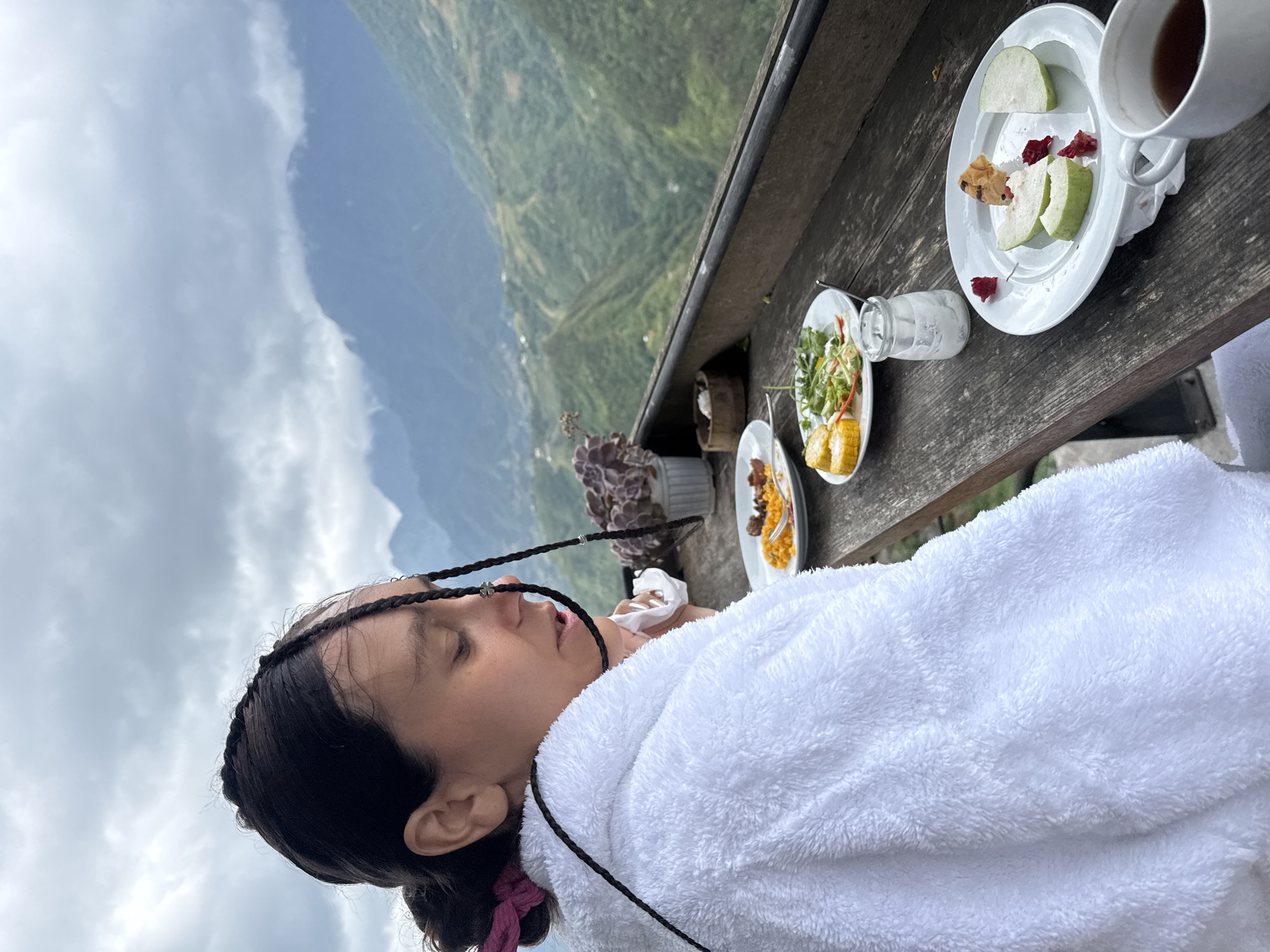 Early morning social dining observed on Sa Pa balconies