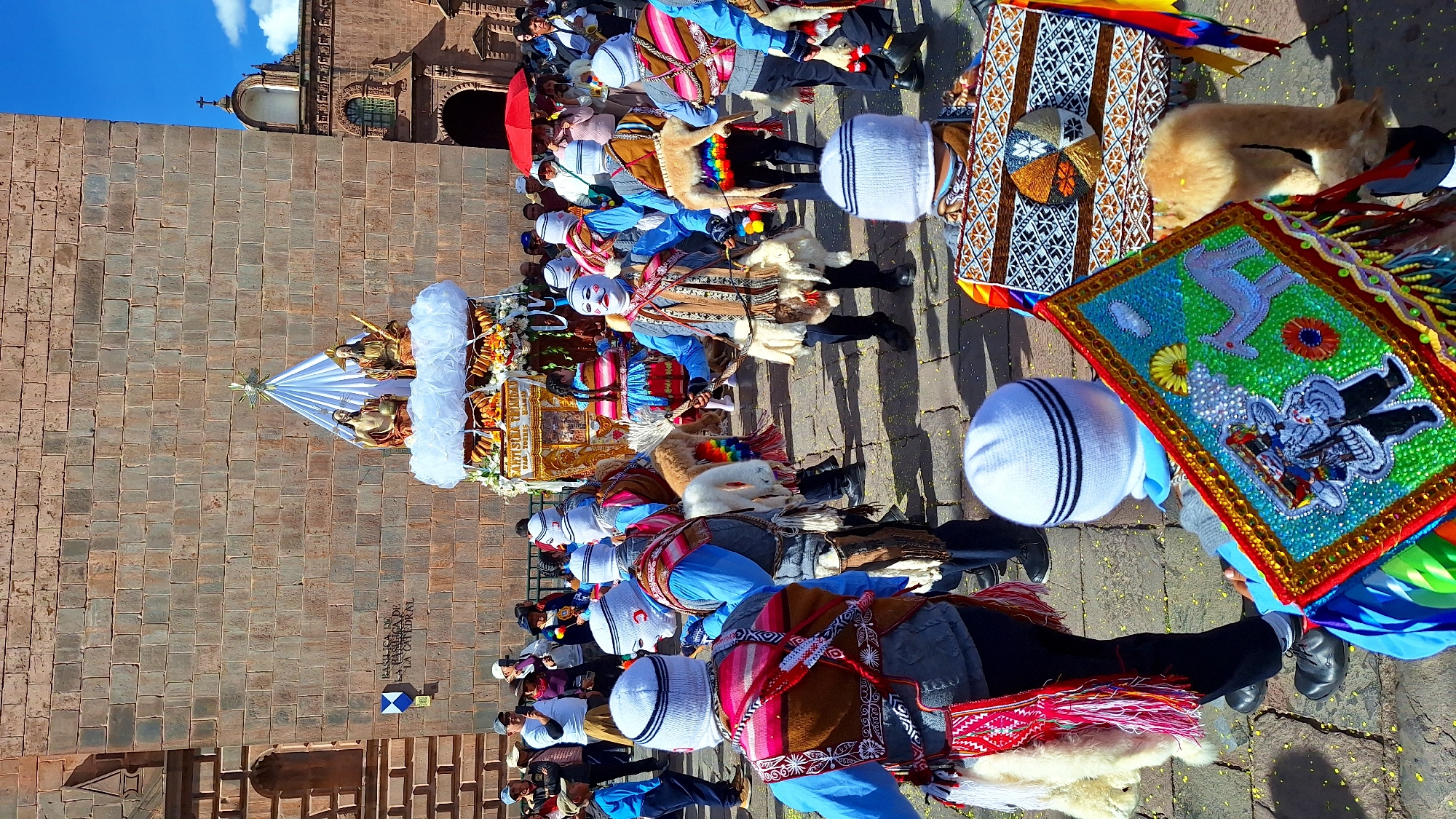 Traditional procession observed in historic Cuzco, Peru