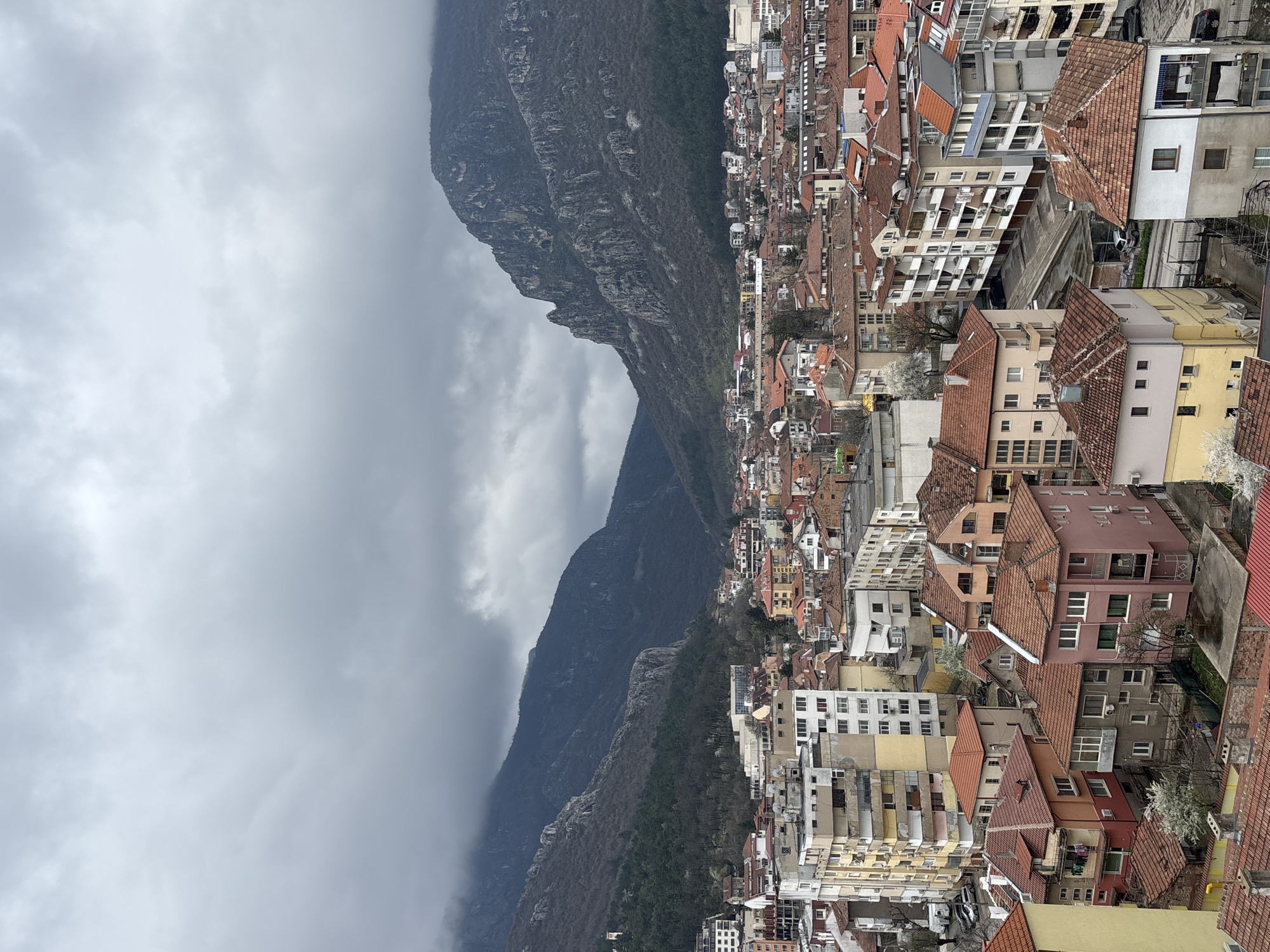 Morning clouds shroud Vratsa Balkan mountains in Bulgaria