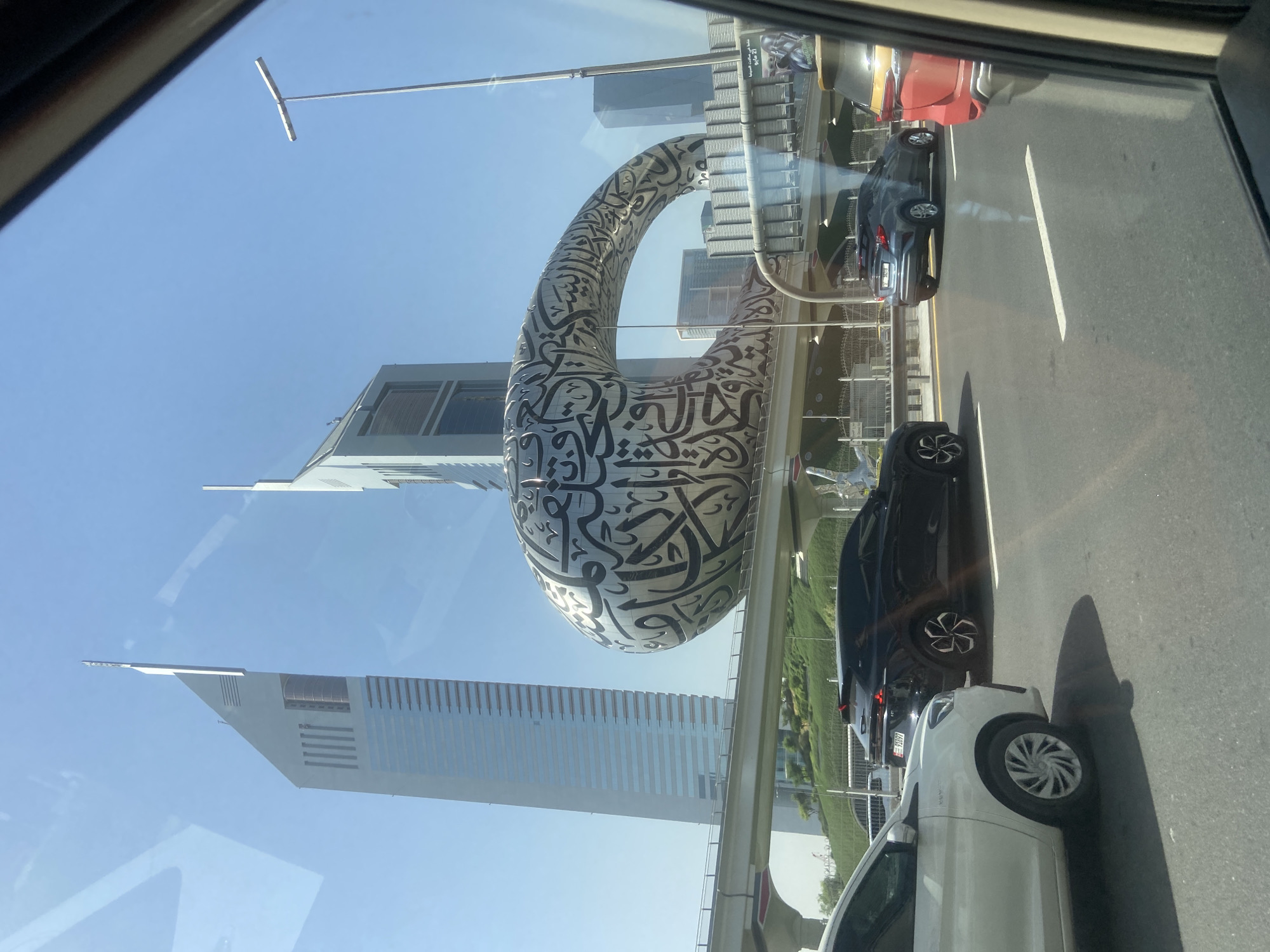 Museum of the Future photographed from Dubai roadway