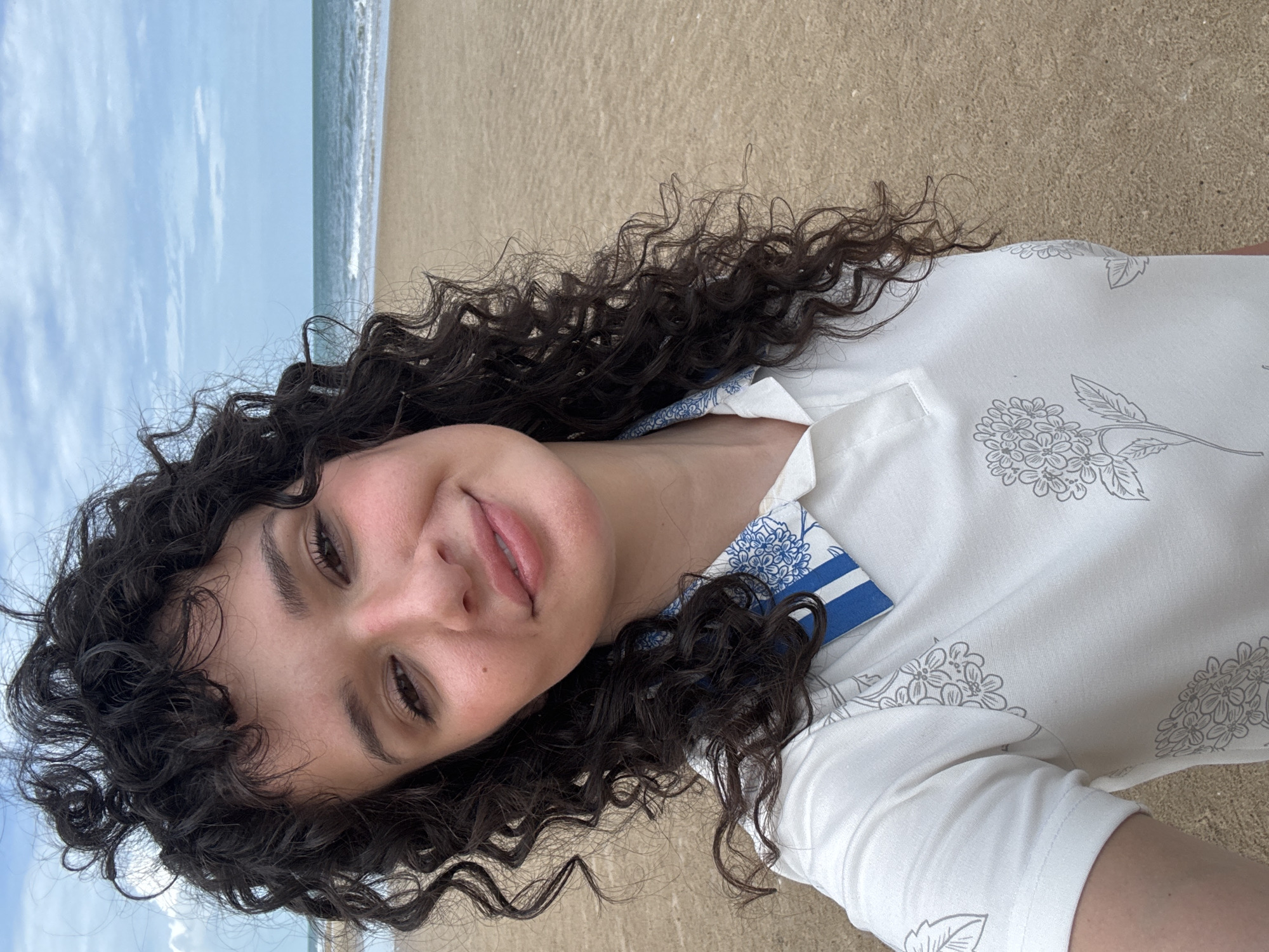 Selfie and shoreline on a quiet Thai beach morning