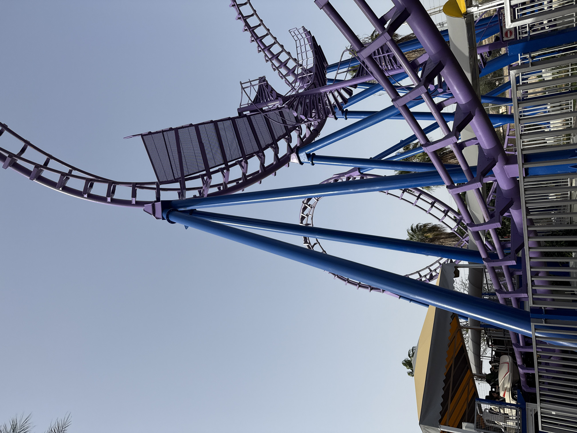 Tel Aviv amusement park with purple roller coaster observed