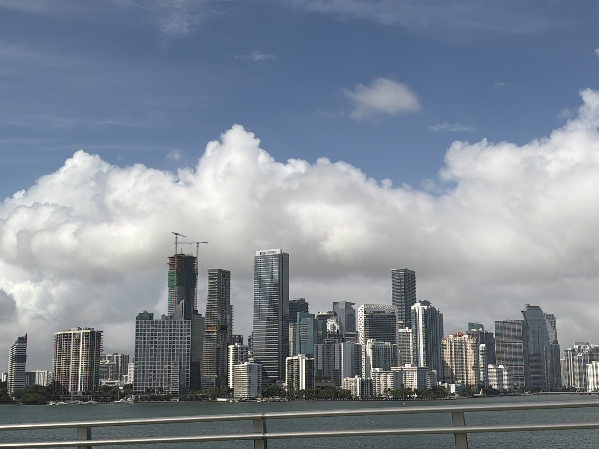 Miami skyline photographed from bridge overlook