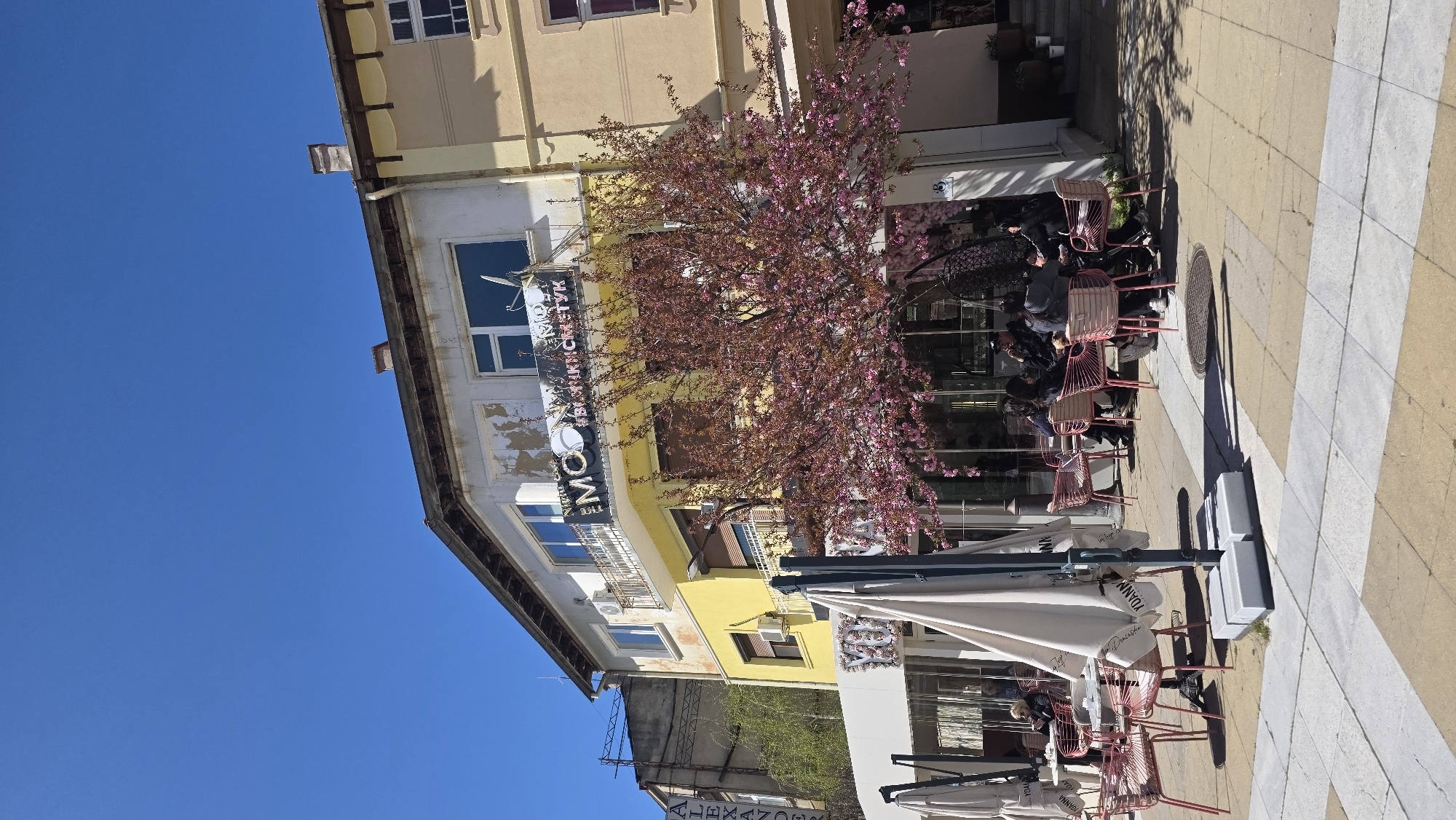 Spring morning street life observed in Blagoevgrad, Bulgaria