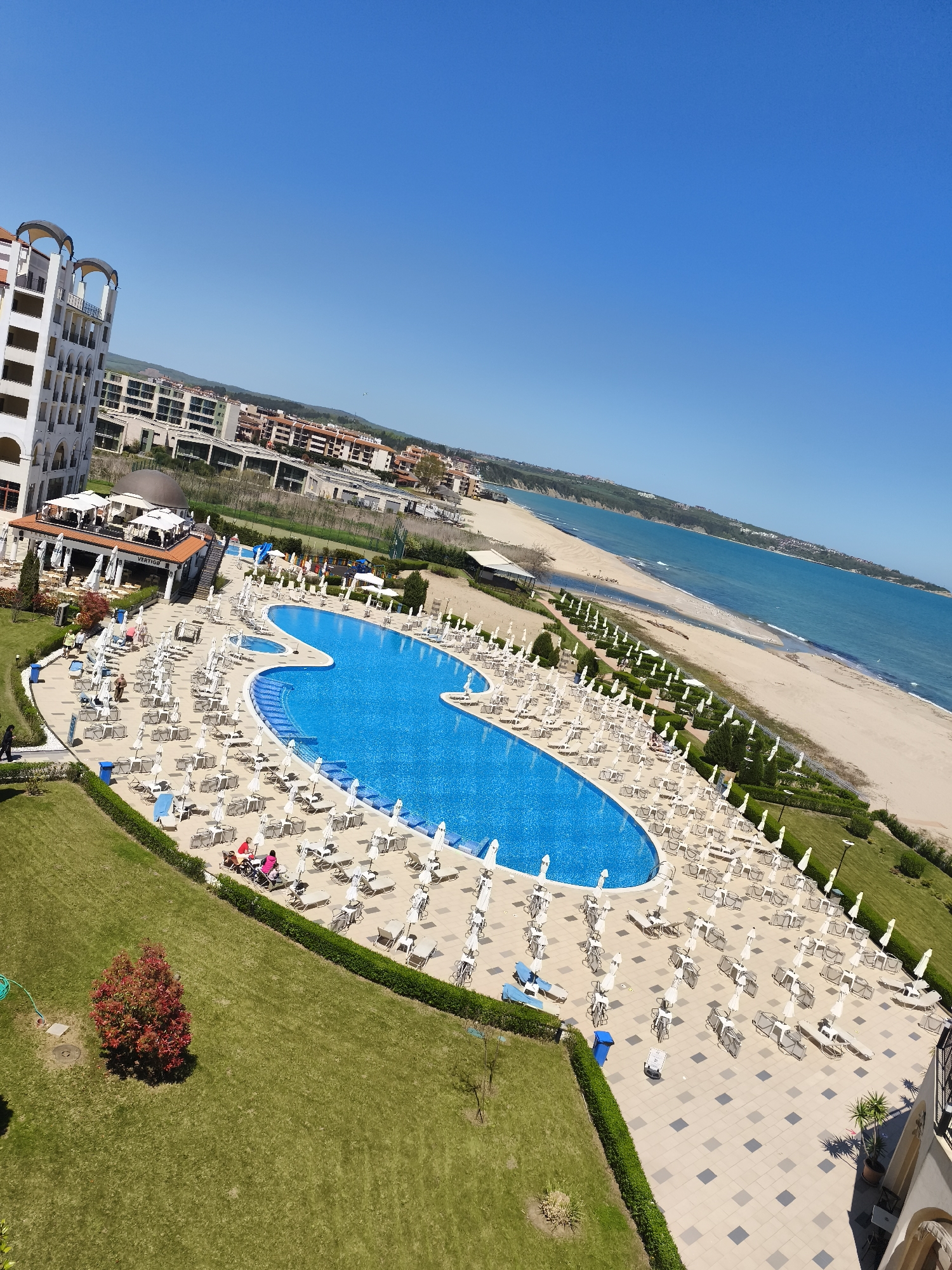Resort facilities documented in Obzor, Bulgaria on sunny morning