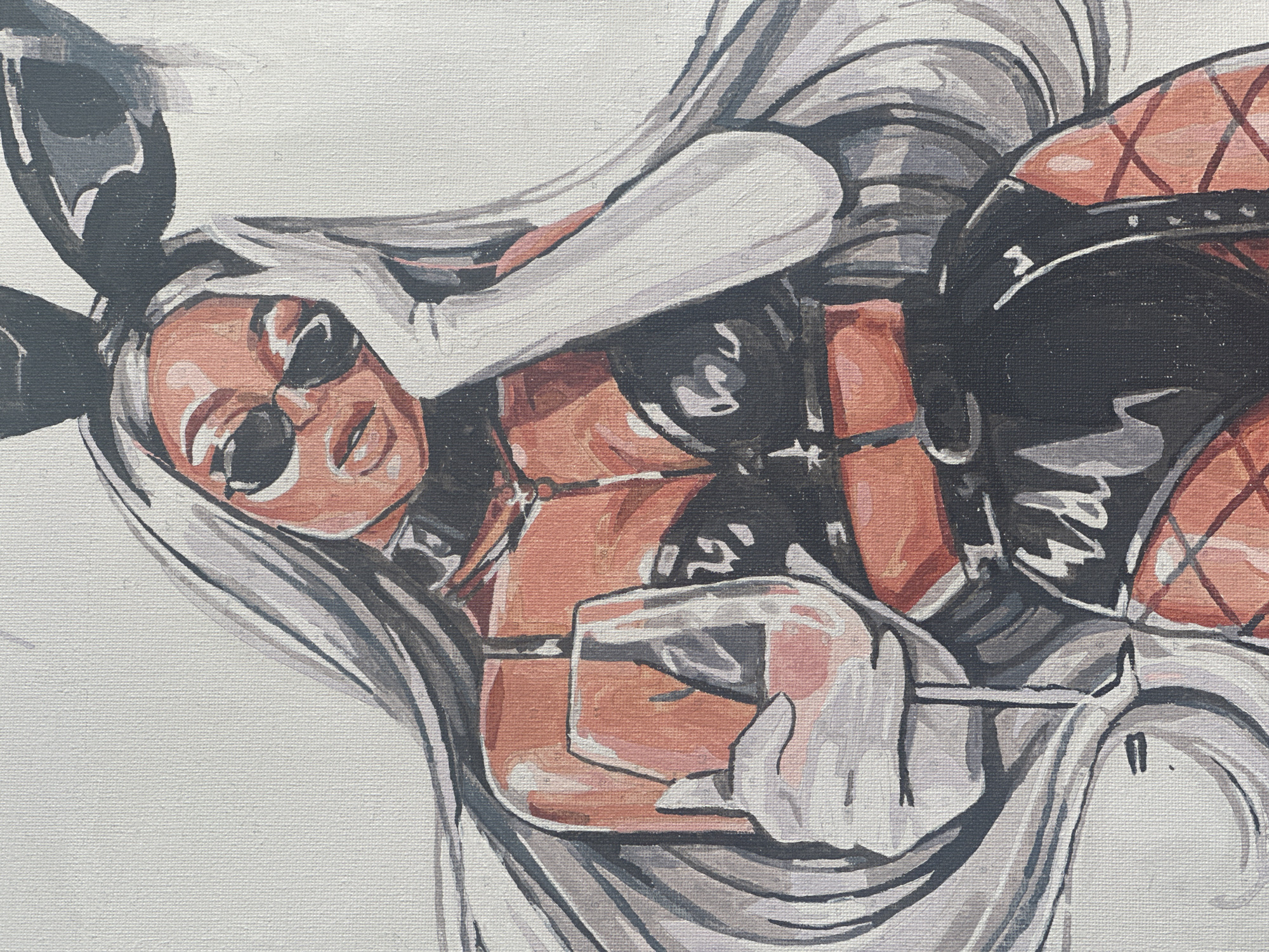 Artist documents paintings and personal items in Russian home